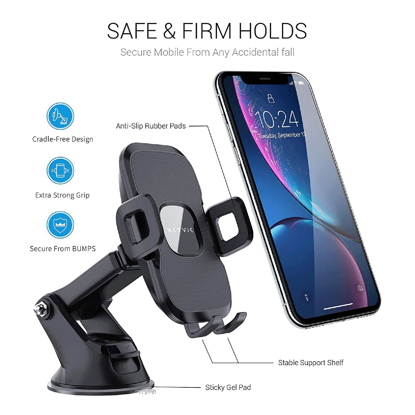 SKYVIK Truhold Dashboard and Windshield Arm Mobile Holder (Car, CM-AS10AF, Black)_4