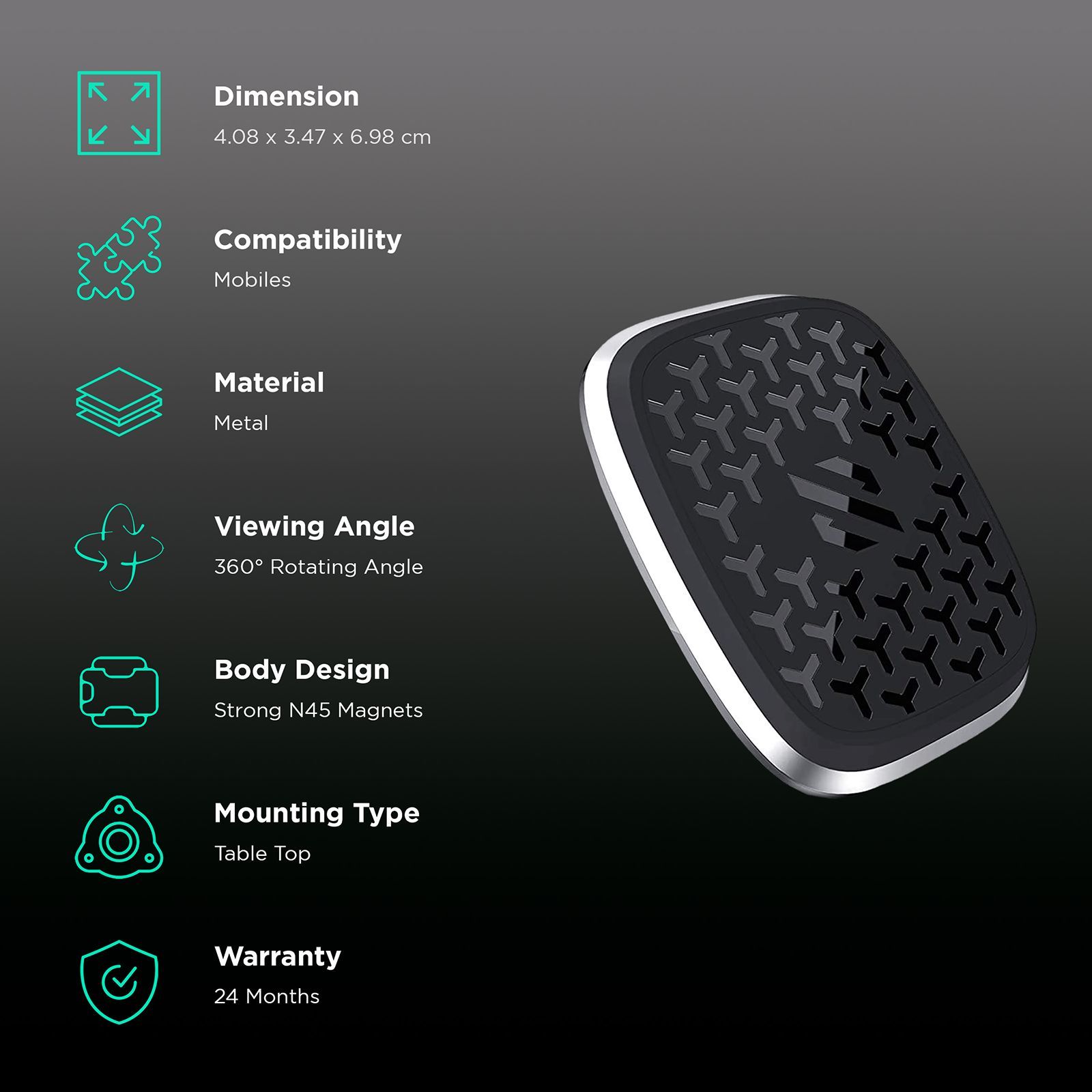 SKYVIK Truhold Stick-on Magnetic Mobile Holder (Car/Office/Home, MM-RS1S, Silver)_3