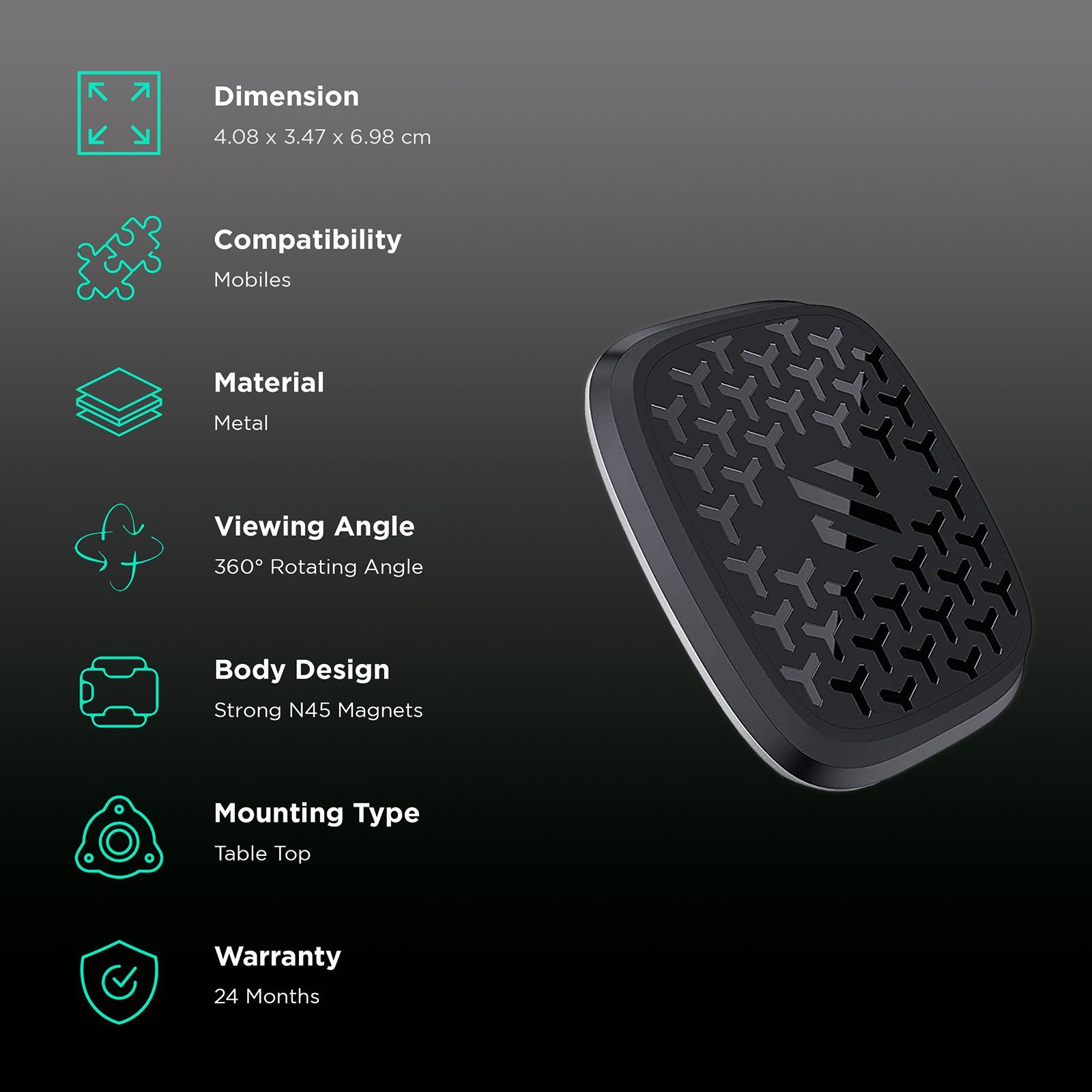 SKYVIK Truhold Stick-on Magnetic Mobile Holder (Car/Office/Home, MM-RS1B, Black)_3