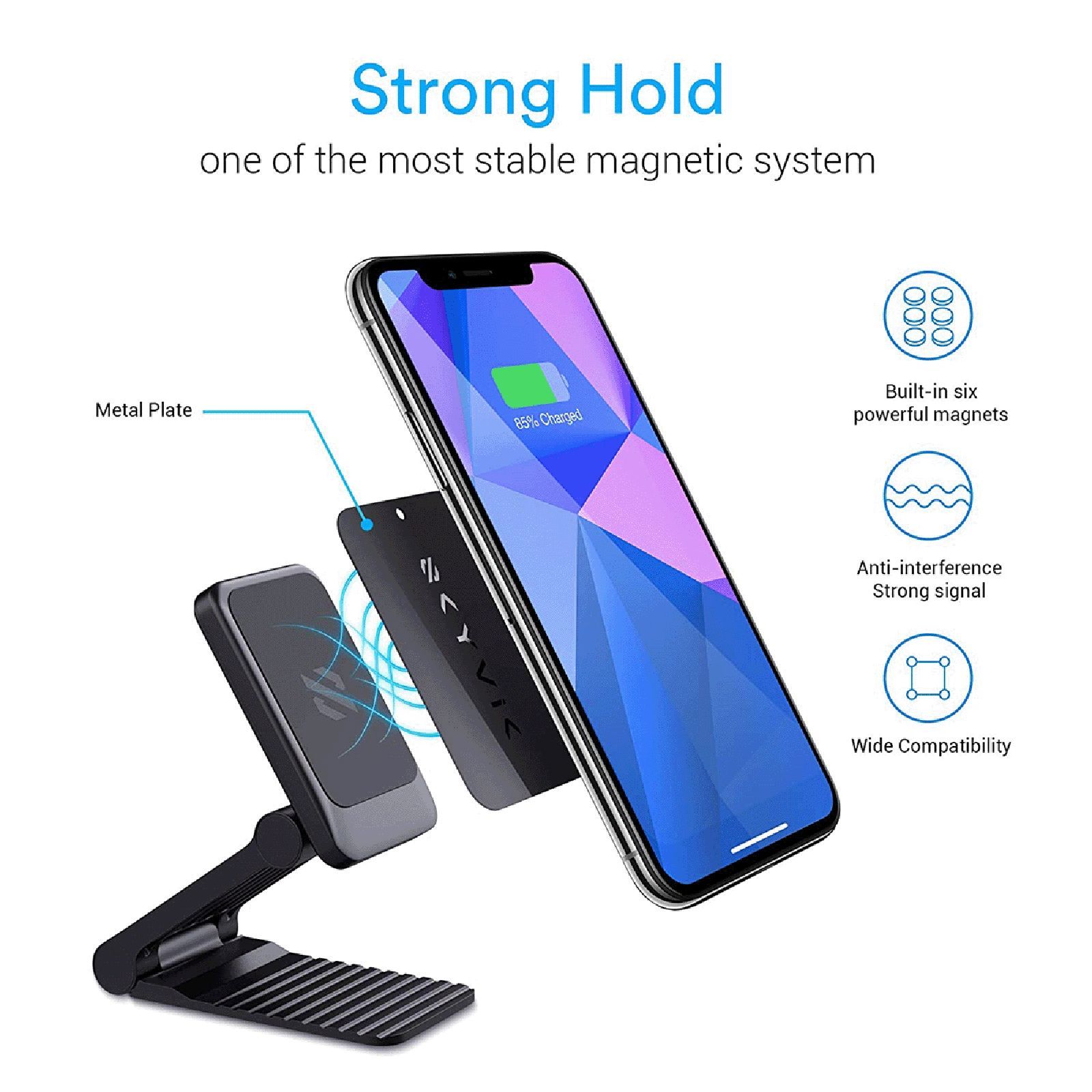 SKYVIK Truhold Multiway Magnetic Mobile Holder (Car/Office/Home, MM-ZF03MF, Black)_4