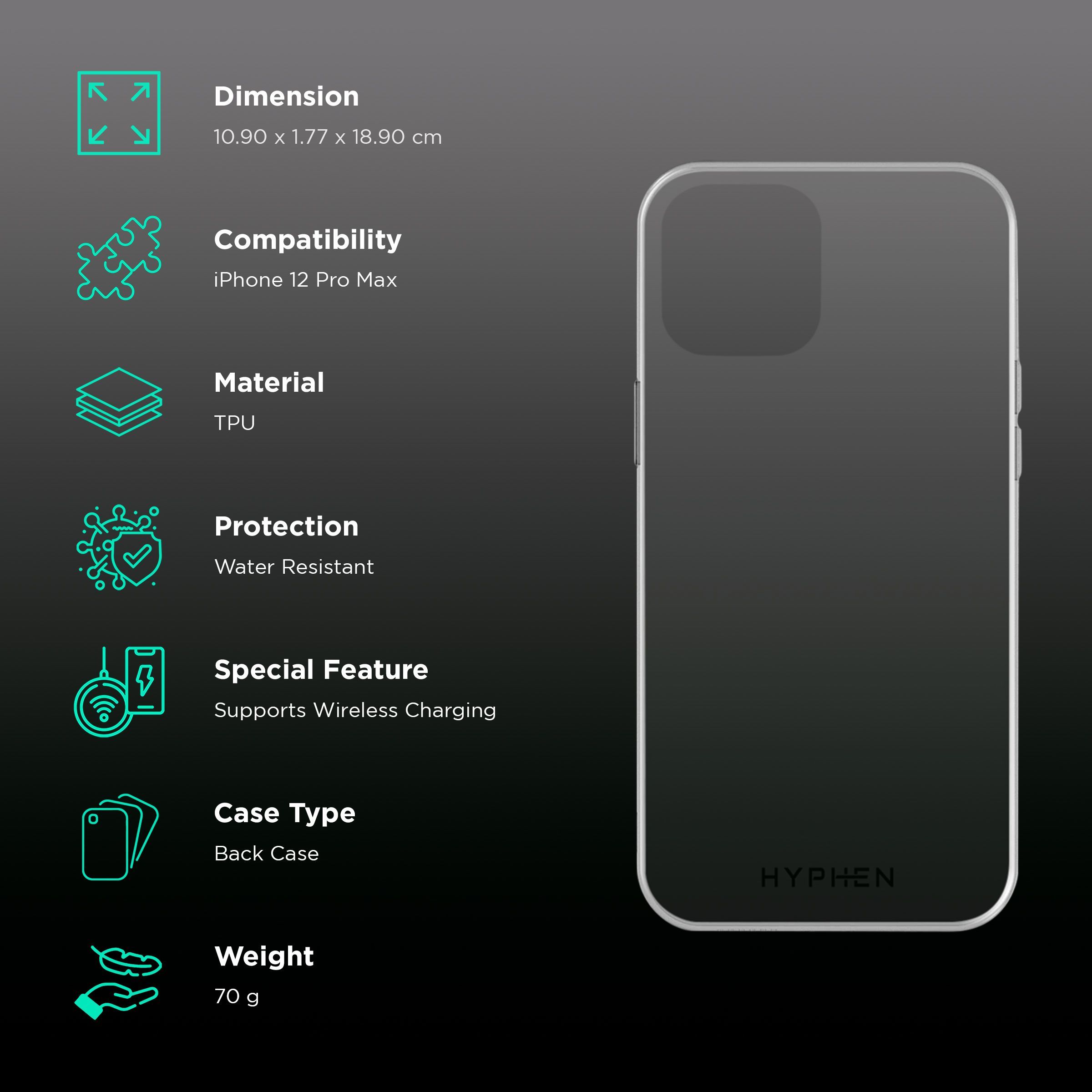 HYPHEN Aire TPU Back Cover for Apple iPhone 12 Pro Max (Wireless Charging Compatible, Clear)_2