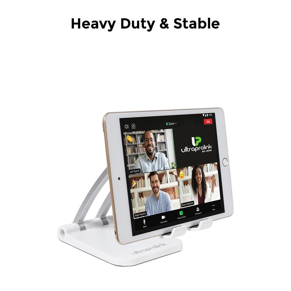 ultraprolink Table Top Stand Universal Phone Holder for Tablets and Smartphones (Multi view Angle, UM1030, White)_6