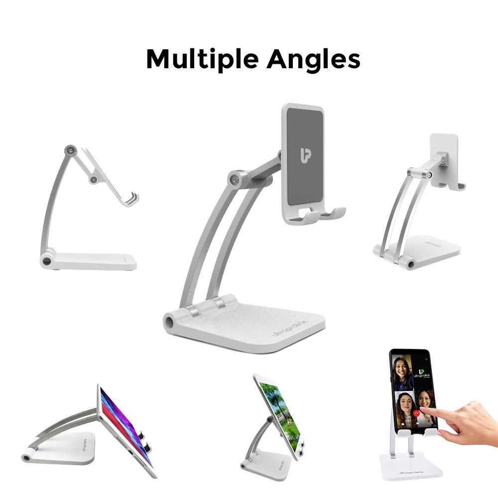 ultraprolink Table Top Stand Universal Phone Holder for Tablets and Smartphones (Multi view Angle, UM1030, White)_9