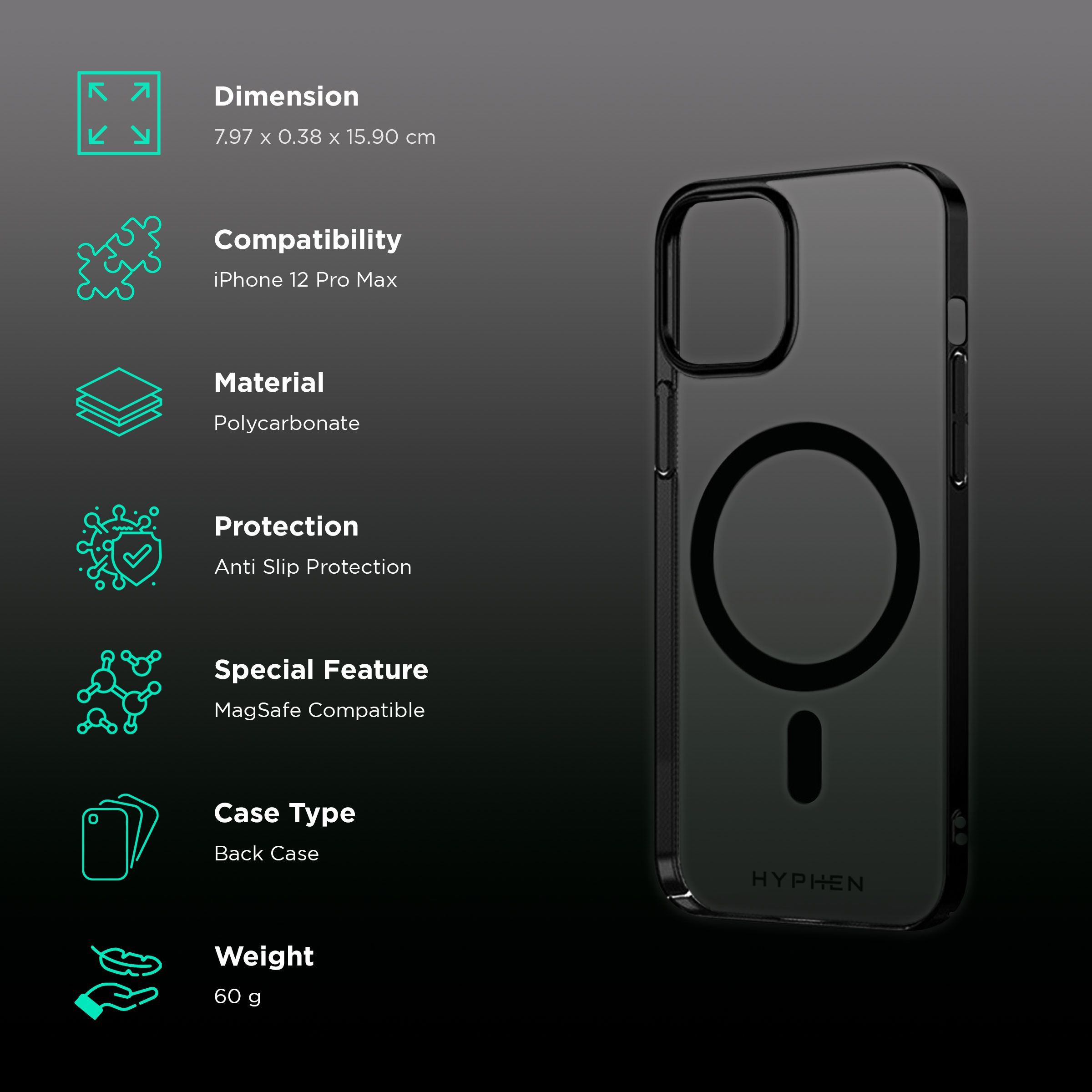 HYPHEN Aire Polycarbonate Back Cover for Apple iPhone 12 Pro Max (Wireless Charging Compatible, Black)_2