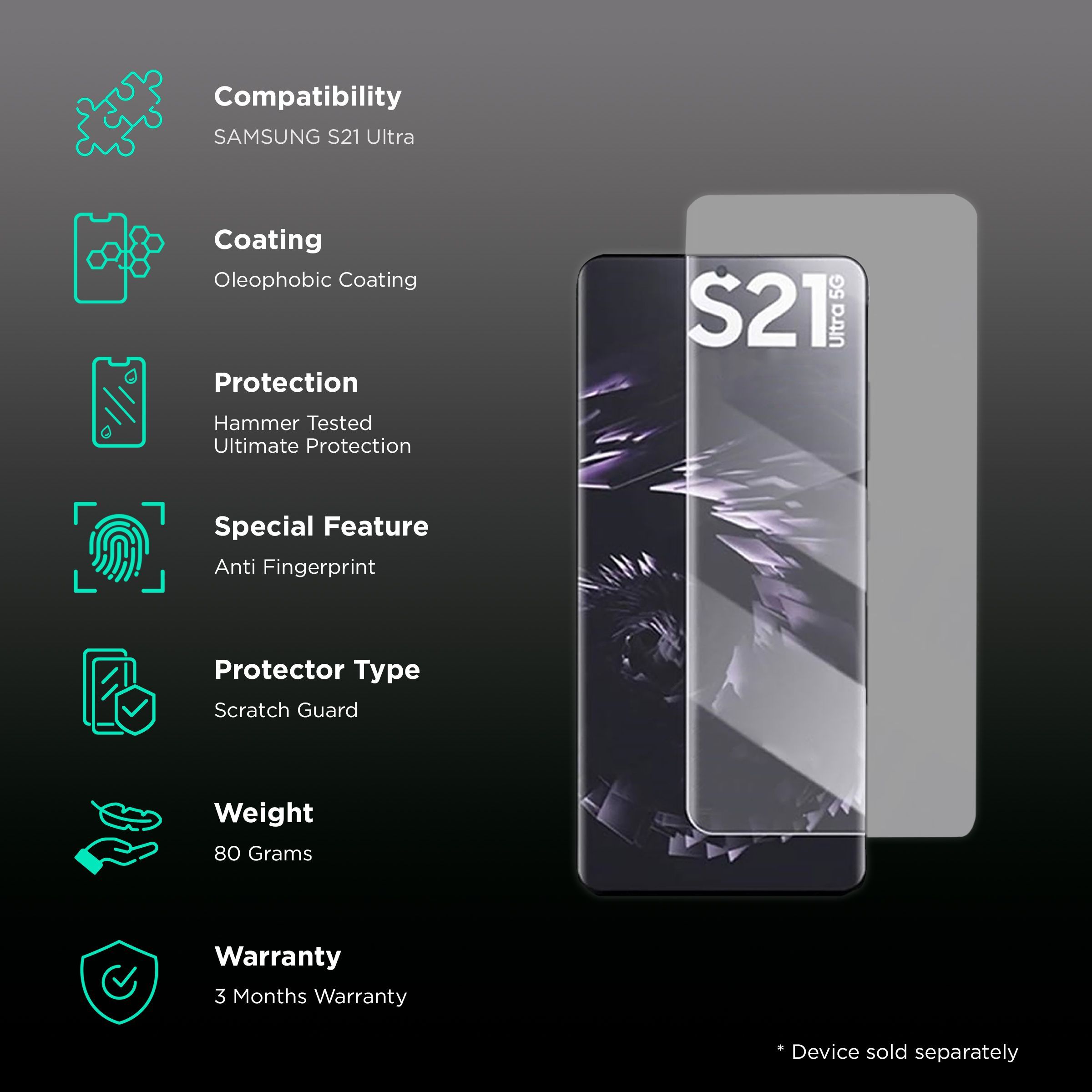 Hyphen Screen Protector for SAMSUNG S21 Ultra (Oleophobic Coating)_3