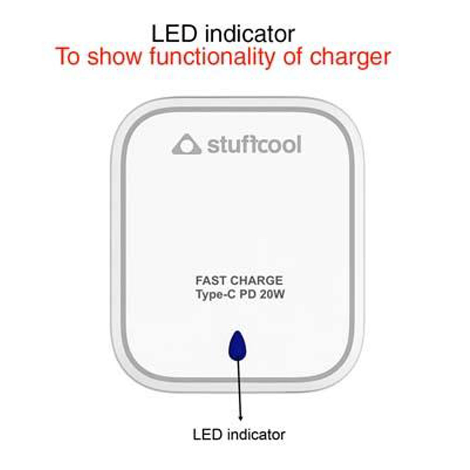 stuffcool Celox2 20W Type A & Type C 2-Port Fast Wall Charger (Adapter Only, BIS Certified, White)_5