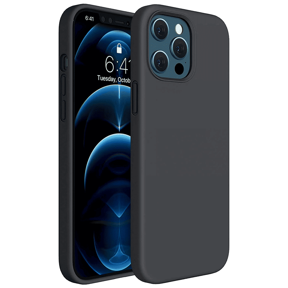 Dr. Vaku Mag-Pro Liquid Soft Silicon Back Cover for Apple iPhone 12 Pro Max (Wireless Charging Compatible, Black)_1