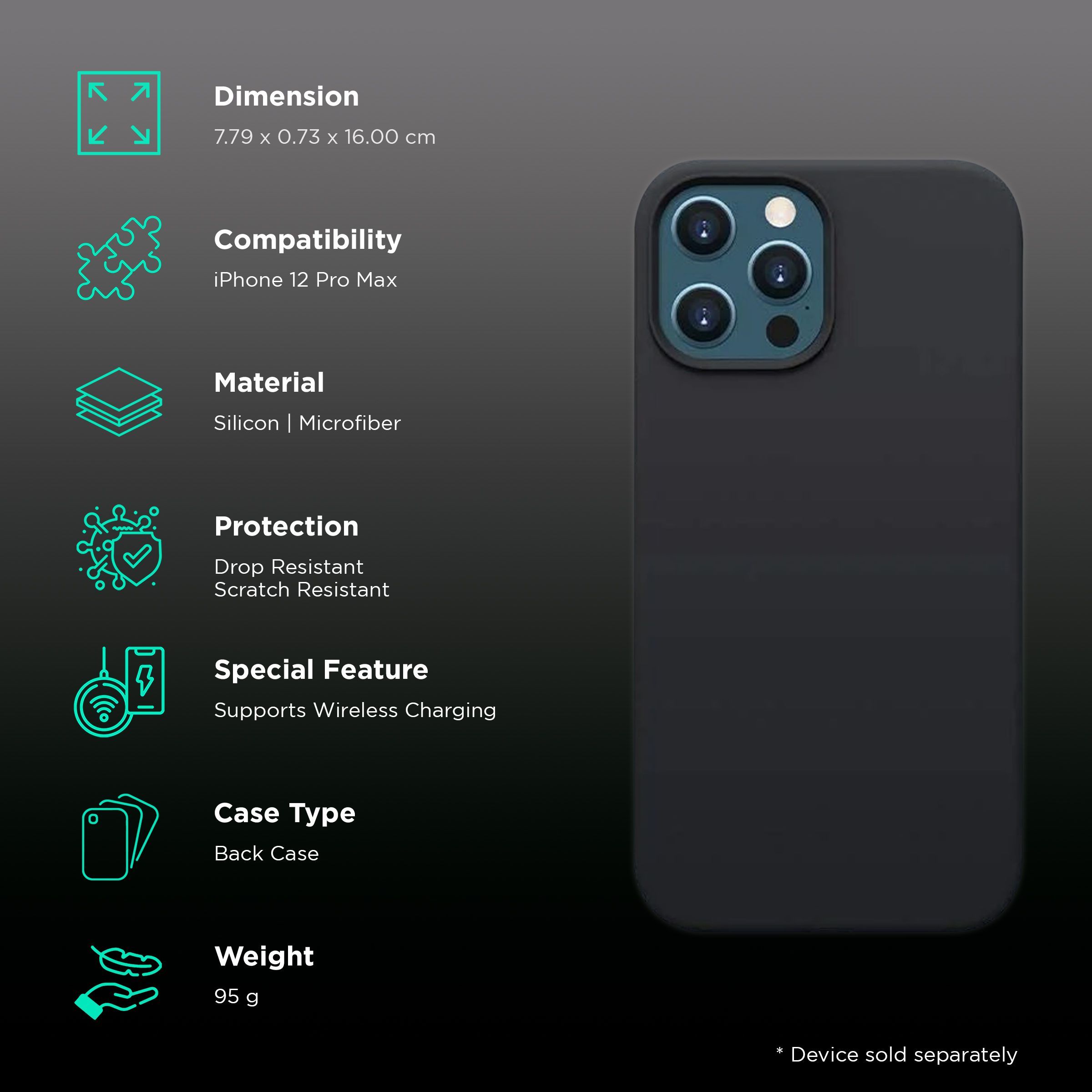 Dr. Vaku Mag-Pro Liquid Soft Silicon Back Cover for Apple iPhone 12 Pro Max (Wireless Charging Compatible, Black)_2