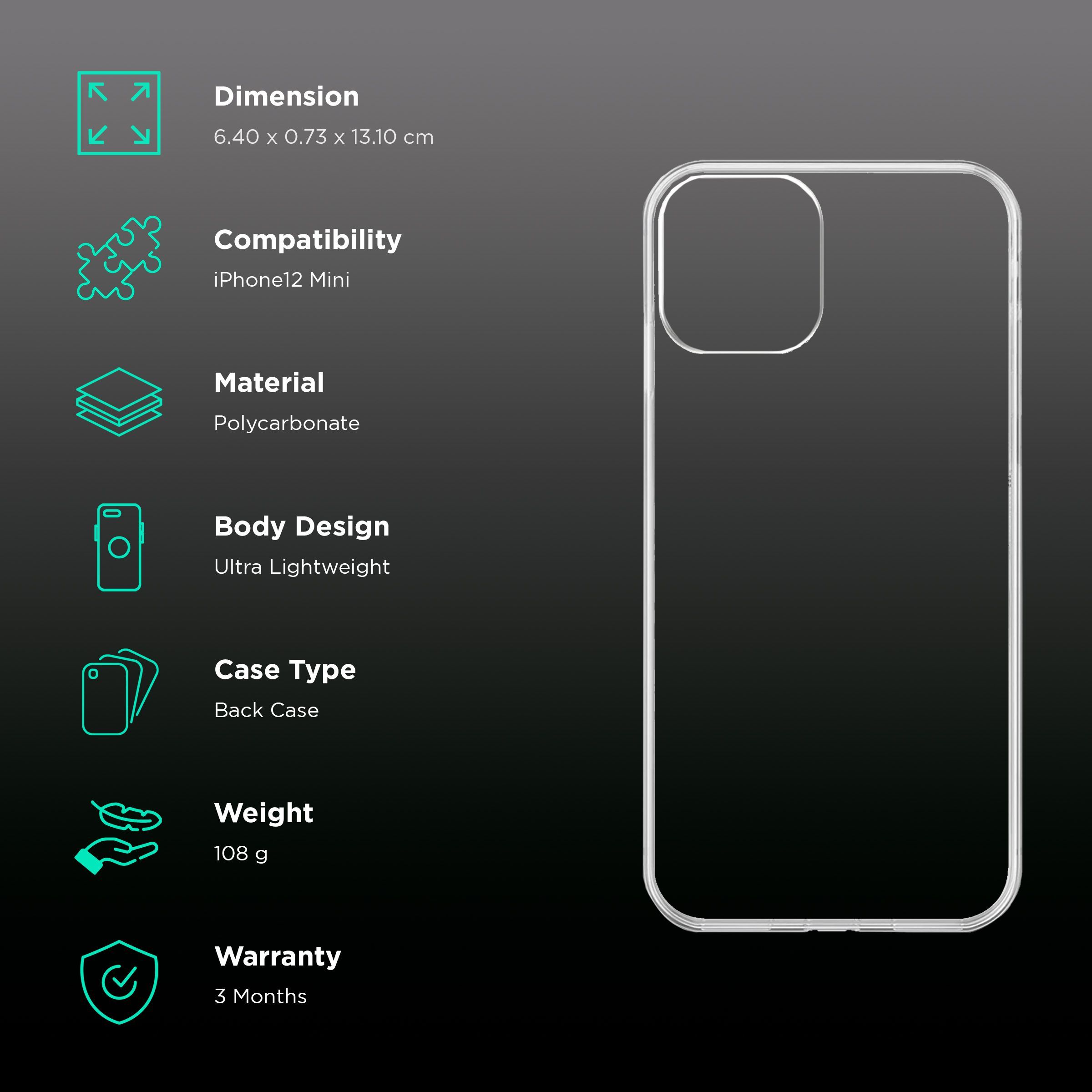 Dr. Vaku Glassy Hard TPU & Polycarbonate Back Cover for Apple iPhone 12 Mini (Scratch Resistant, Clear)_2