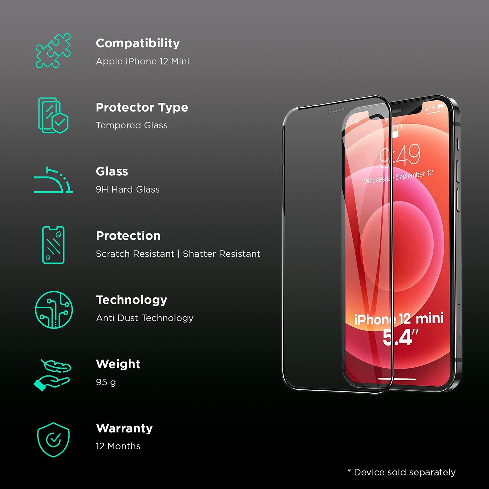 Dr. Vaku Dustfilter 3D Screen Protector For Apple iPhone 12 Mini (9H Hardness) Dr. Vaku Dustfilter 3D Screen Protector For Apple iPhone 12 Mini (9H Hardness)_3