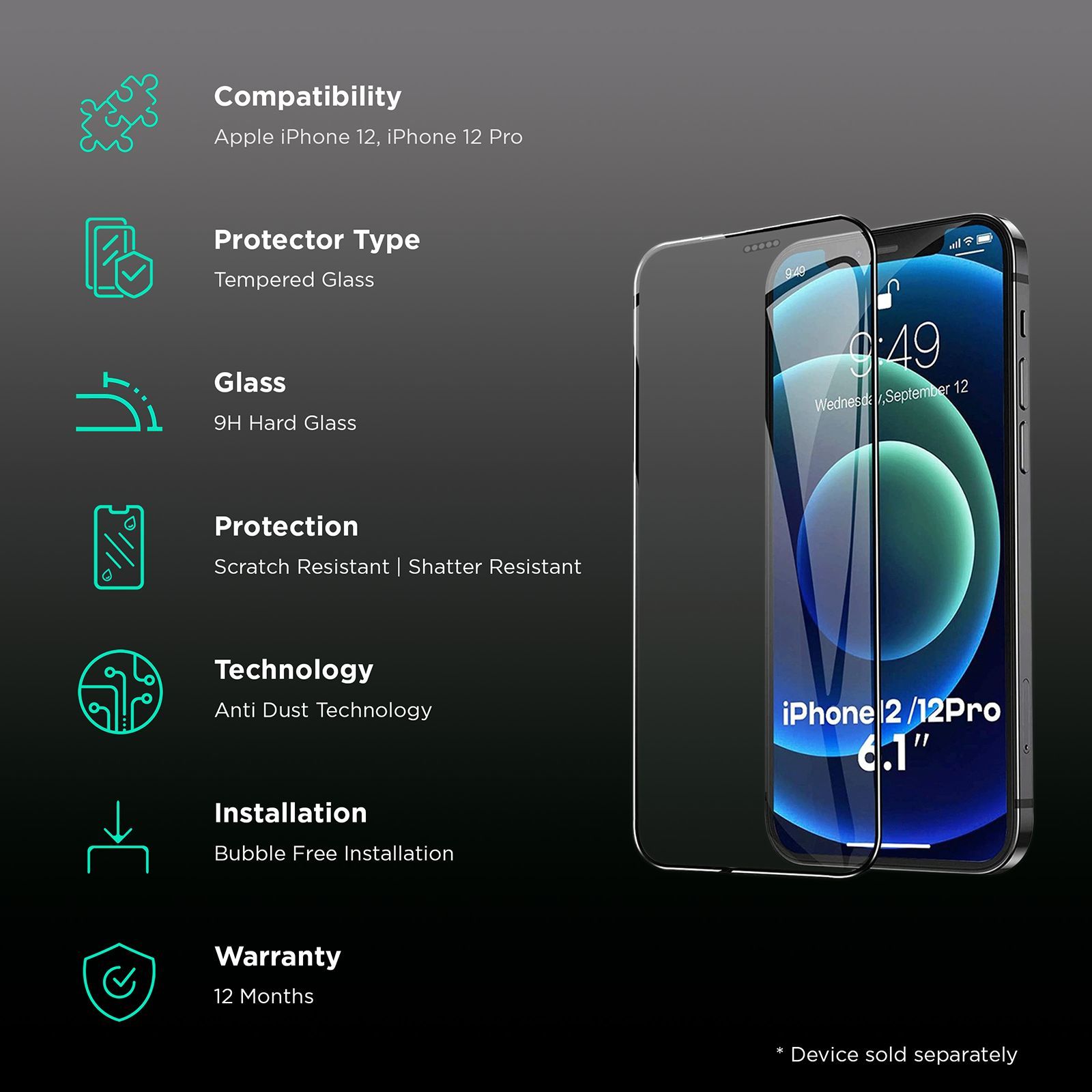 Dr. Vaku Dustfilter 3D Screen Protector For Apple iPhone 12 and iPhone 12 Pro (9H Hardness) Dr. Vaku Dustfilter 3D Screen Protector For Apple iPhone 12 and iPhone 12 Pro (9H Hardness)_3