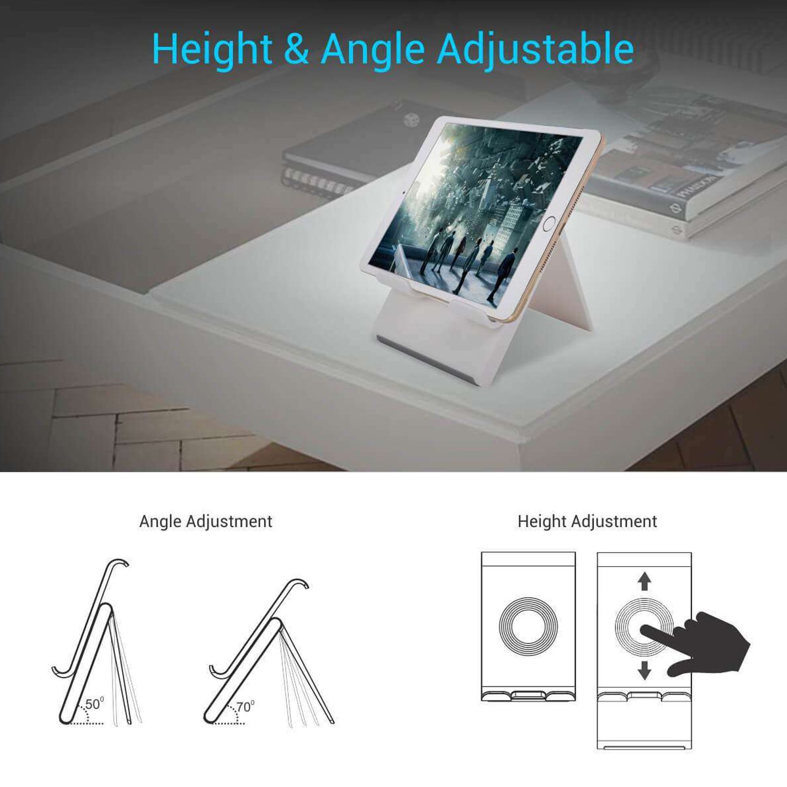 PORTRONICS Paddie Mobile Holder For Mobile & Tablet (Angle Adjustable, POR 1034, White)_6