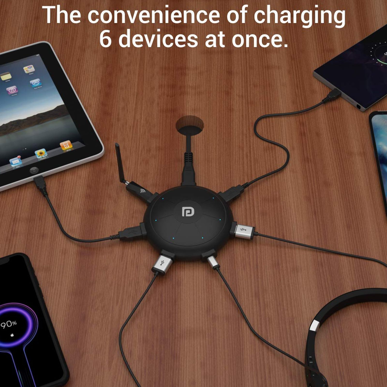 PORTRONICS UFO Pro 60W Type A and Type C 6-Port Fast Charger (Adapter Only, Fast Charging Capability, Black)_8