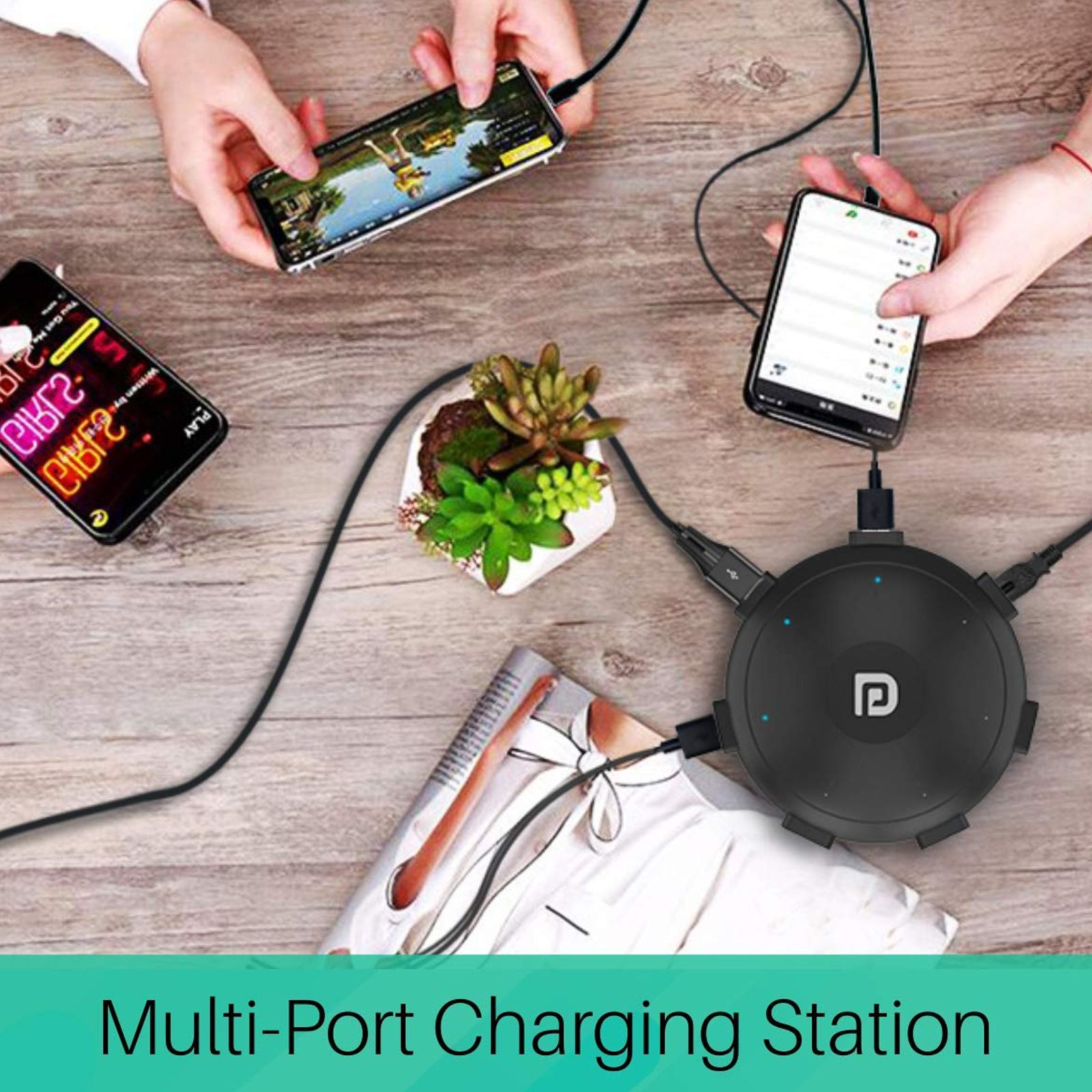 PORTRONICS UFO Pro 60W Type A and Type C 6-Port Fast Charger (Adapter Only, Fast Charging Capability, Black)_9