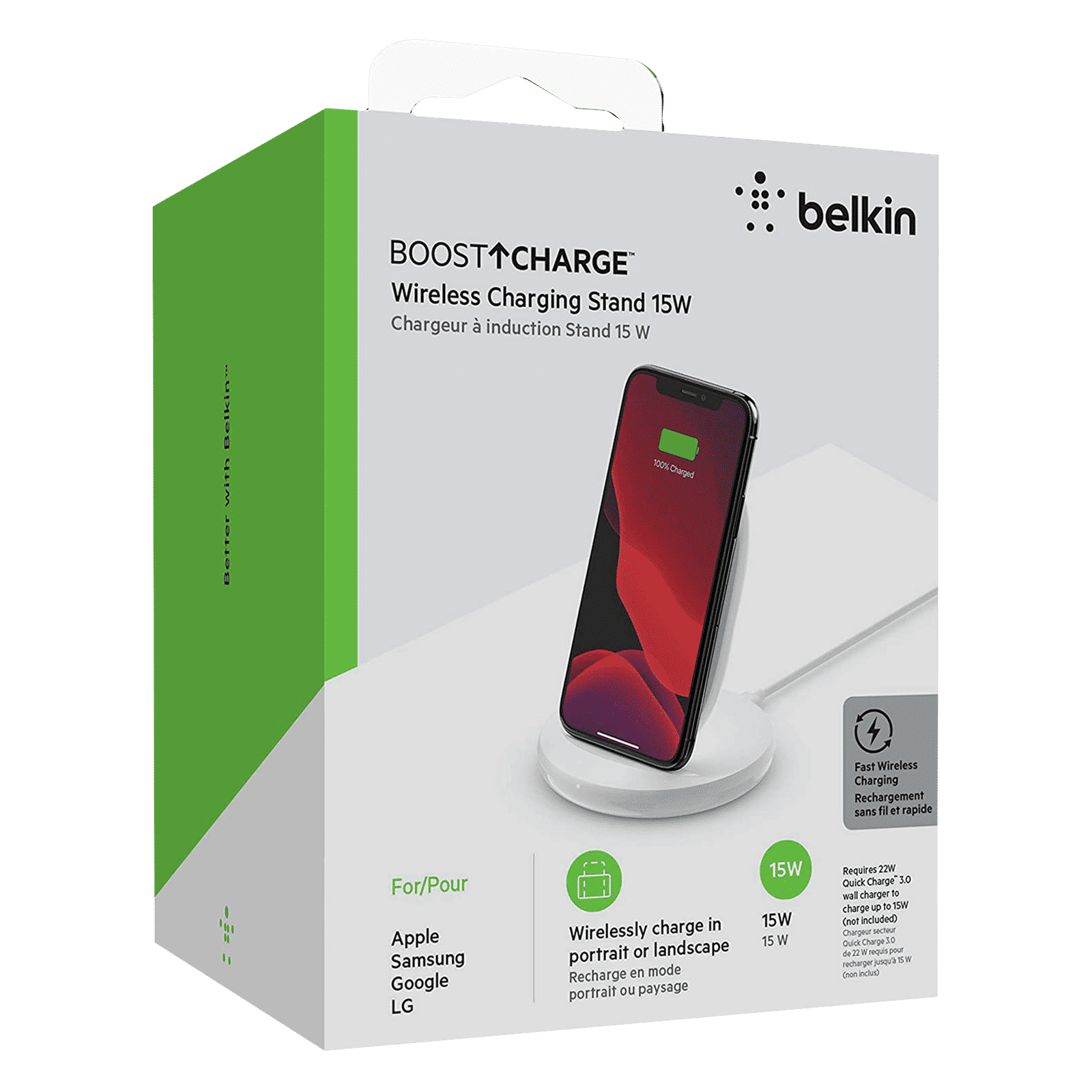 belkin Boost Charge 15W Wireless Charging Pad for iOS, Android (Qi Certified, Fast Charging, White)_3