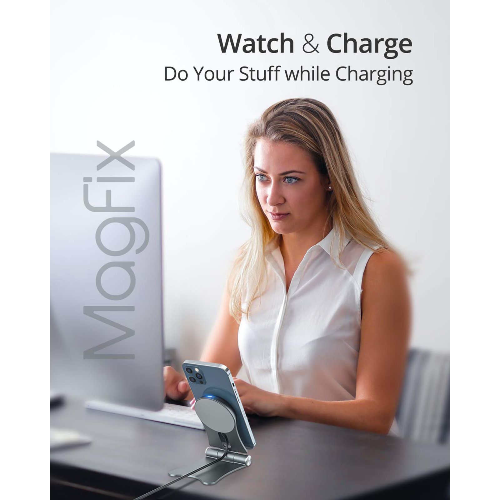 RAEGR MagFix Arc M1320 15W Wireless Charger for iOS (Qi Certified, Over Heating Protection, Metallic Grey)_4