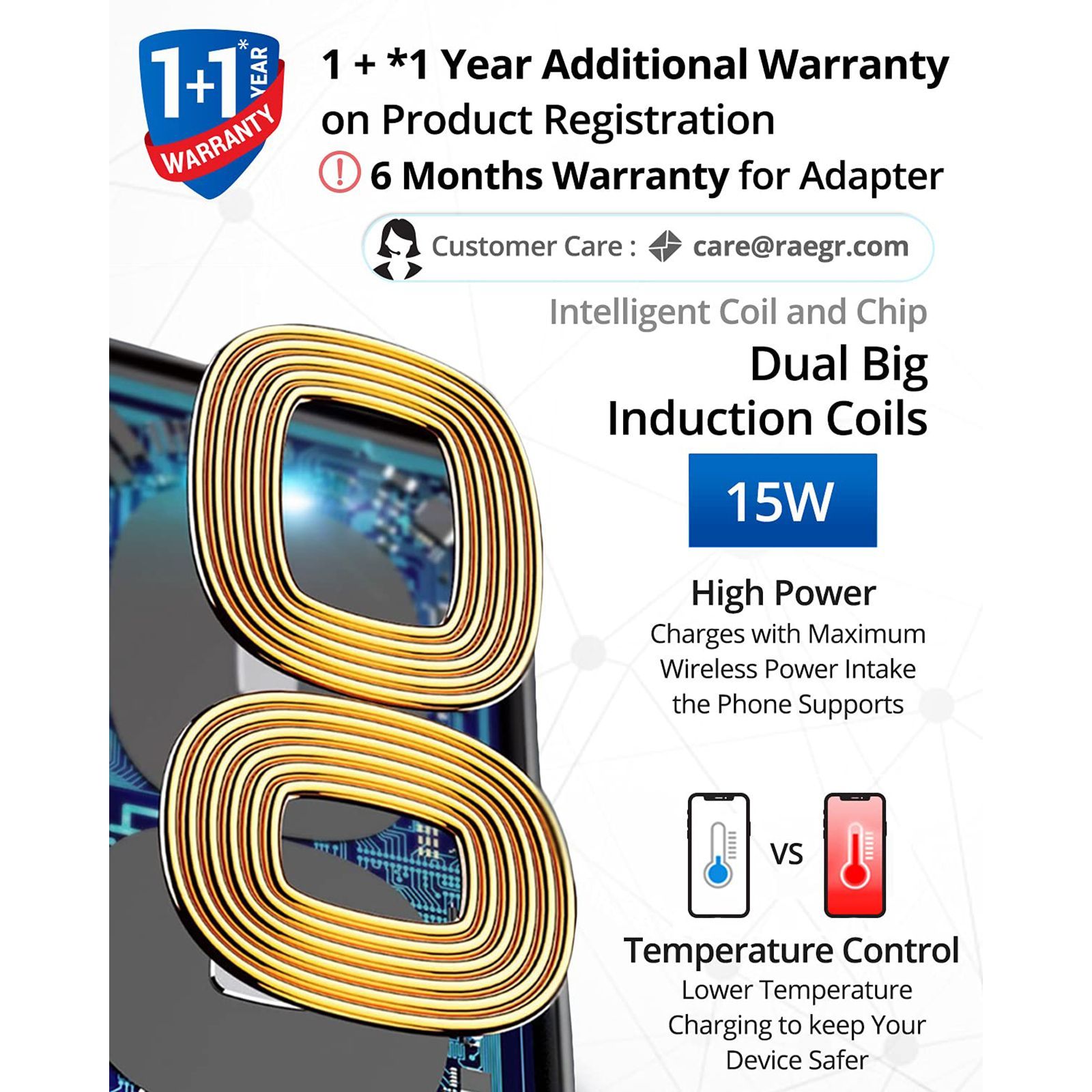 RAEGR Arc 700 15W Wireless Charger for iOS and Android (Qi Certified, Over Voltage Protection, Black) RAEGR Arc 700 15W Wireless Charger for iOS and Android (Qi Certified, Over Voltage Protection, Black)_7