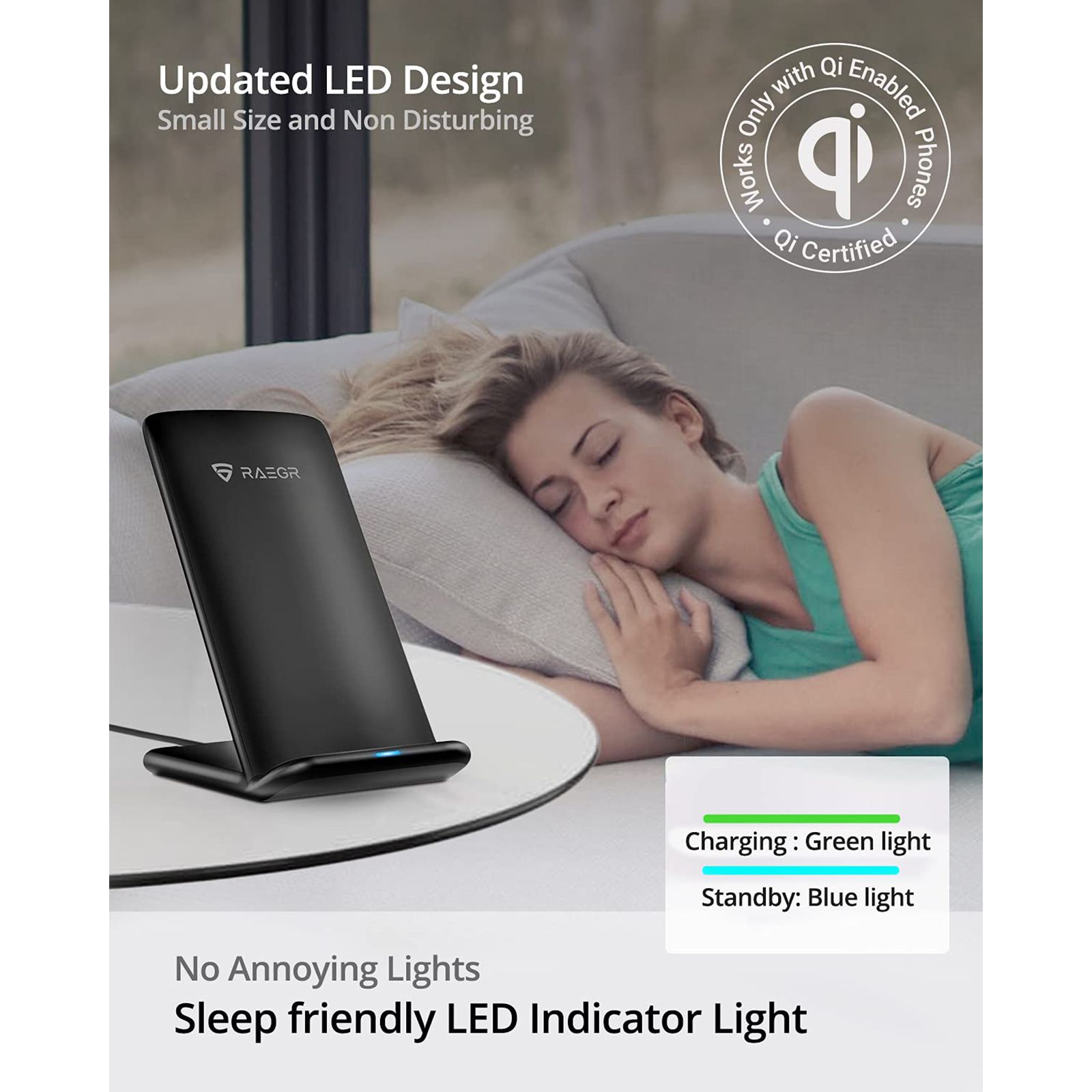 RAEGR Arc 700 15W Wireless Charger for iOS and Android (Qi Certified, Over Voltage Protection, Black) RAEGR Arc 700 15W Wireless Charger for iOS and Android (Qi Certified, Over Voltage Protection, Black)_3