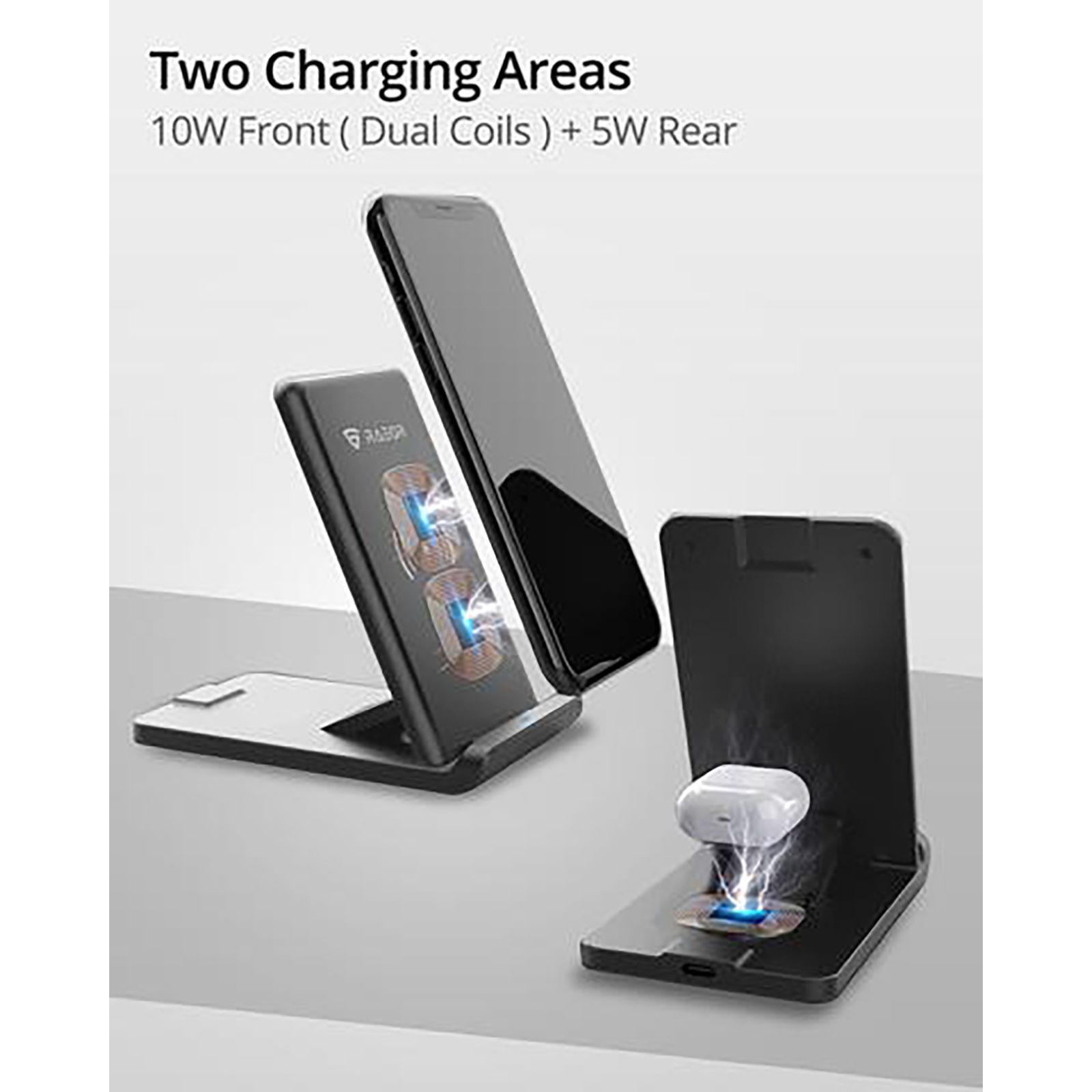 RAEGR Arc 1100 10W Wireless Charger for iOS and Android (Qi Certified, Over Voltage Protection, Sandstone Black)_6
