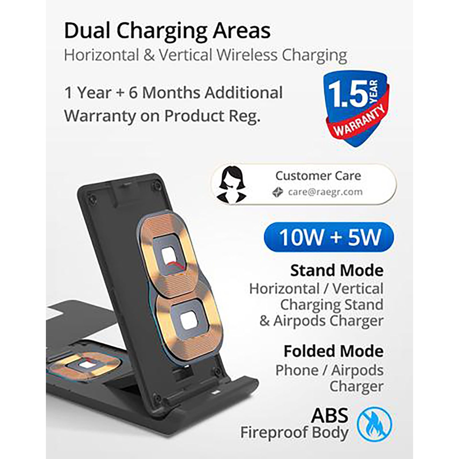 RAEGR Arc 1100 10W Wireless Charger for iOS and Android (Qi Certified, Over Voltage Protection, Sandstone Black)_8