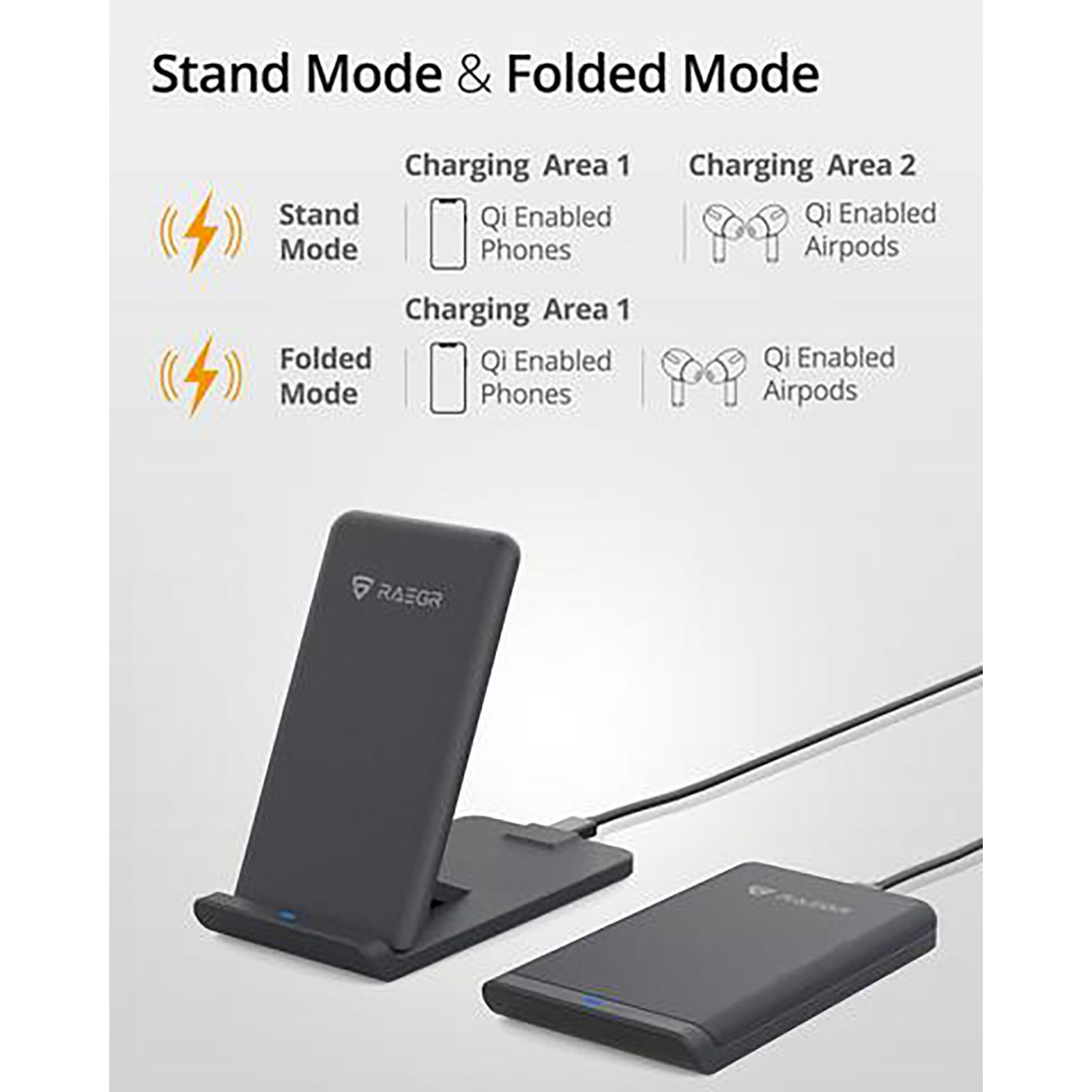 RAEGR Arc 1100 10W Wireless Charger for iOS and Android (Qi Certified, Over Voltage Protection, Sandstone Black)_4