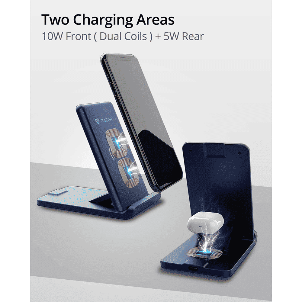 RAEGR Arc 1100 10W Wireless Charger for iOS and Android (Qi Certified, Over Voltage Protection, Navy)_12