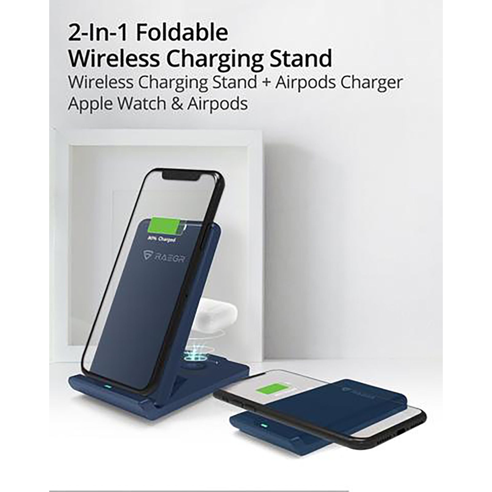 RAEGR Arc 1100 10W Wireless Charger for iOS and Android (Qi Certified, Over Voltage Protection, Navy)_3