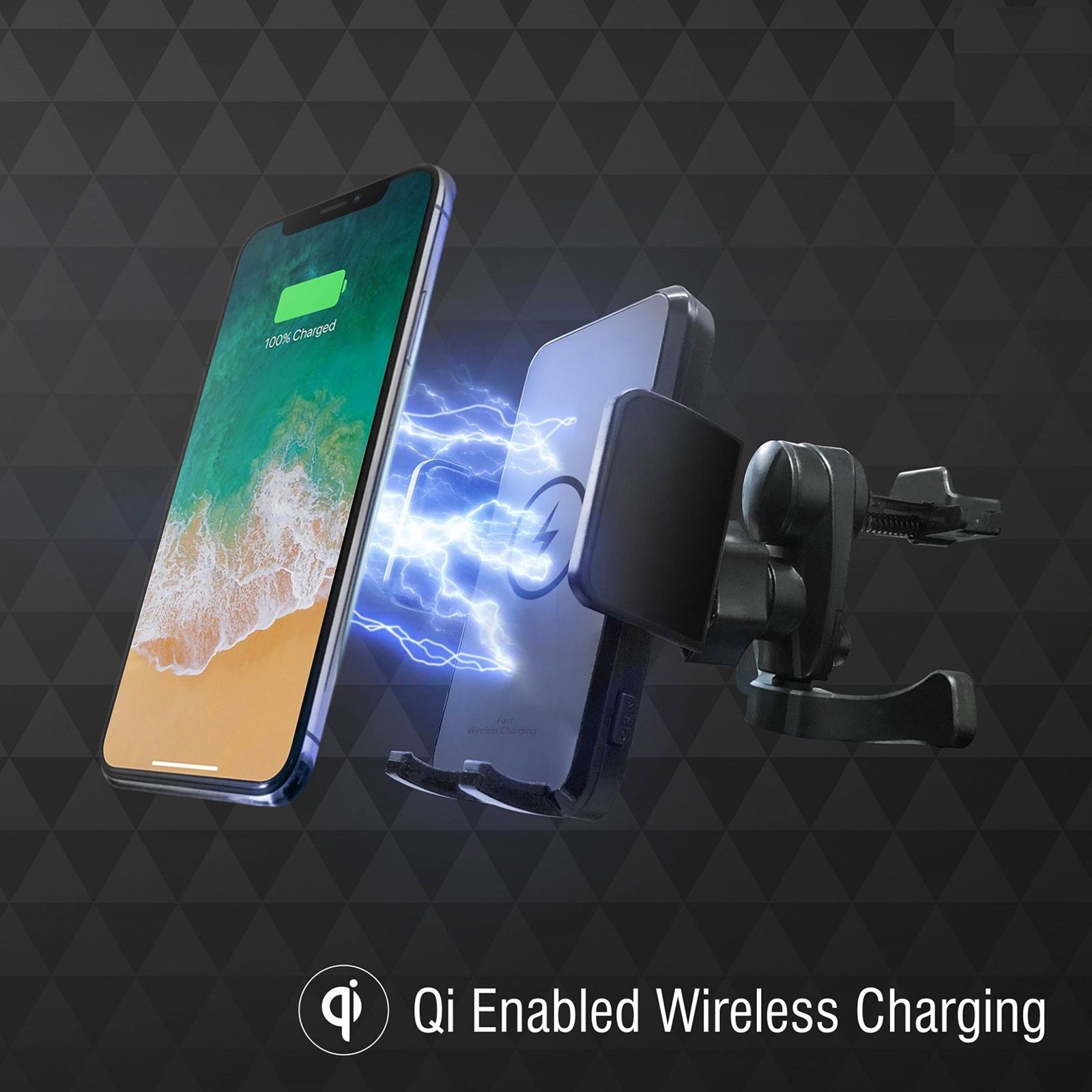 pebble Grip 10W Wireless Car Charger for Smartphones (Qi Certified, Compact Air Vent Mount, Midnight Black)_4