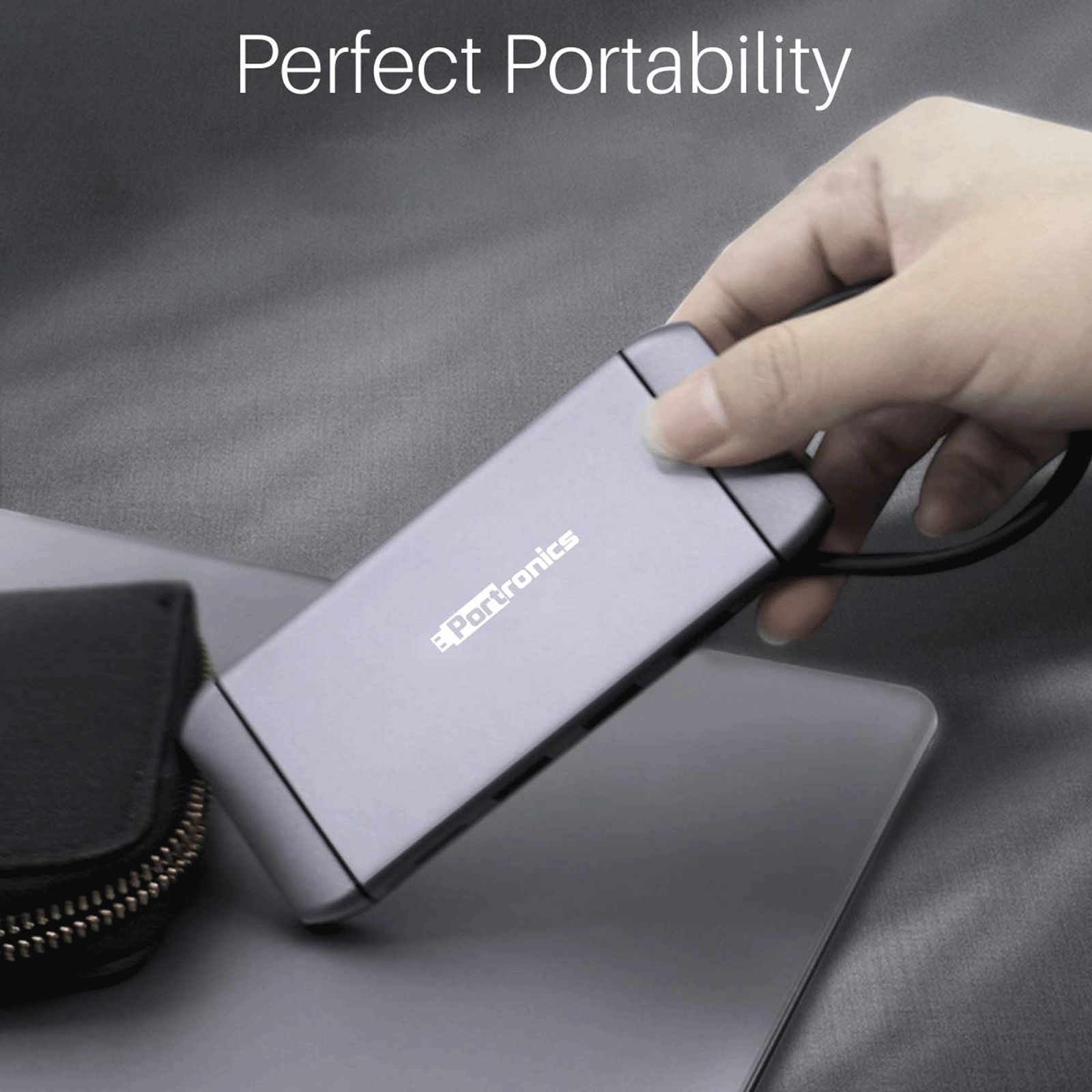 PORTRONICS Mport 9C Type C to Type A, VGA, RJ45, SD Card Slot, HDMI, PD, TF 0.49 Feet (0.15M) 9-in-1 Cable (5 Gbps Data Transfer Speed, Silver)_9