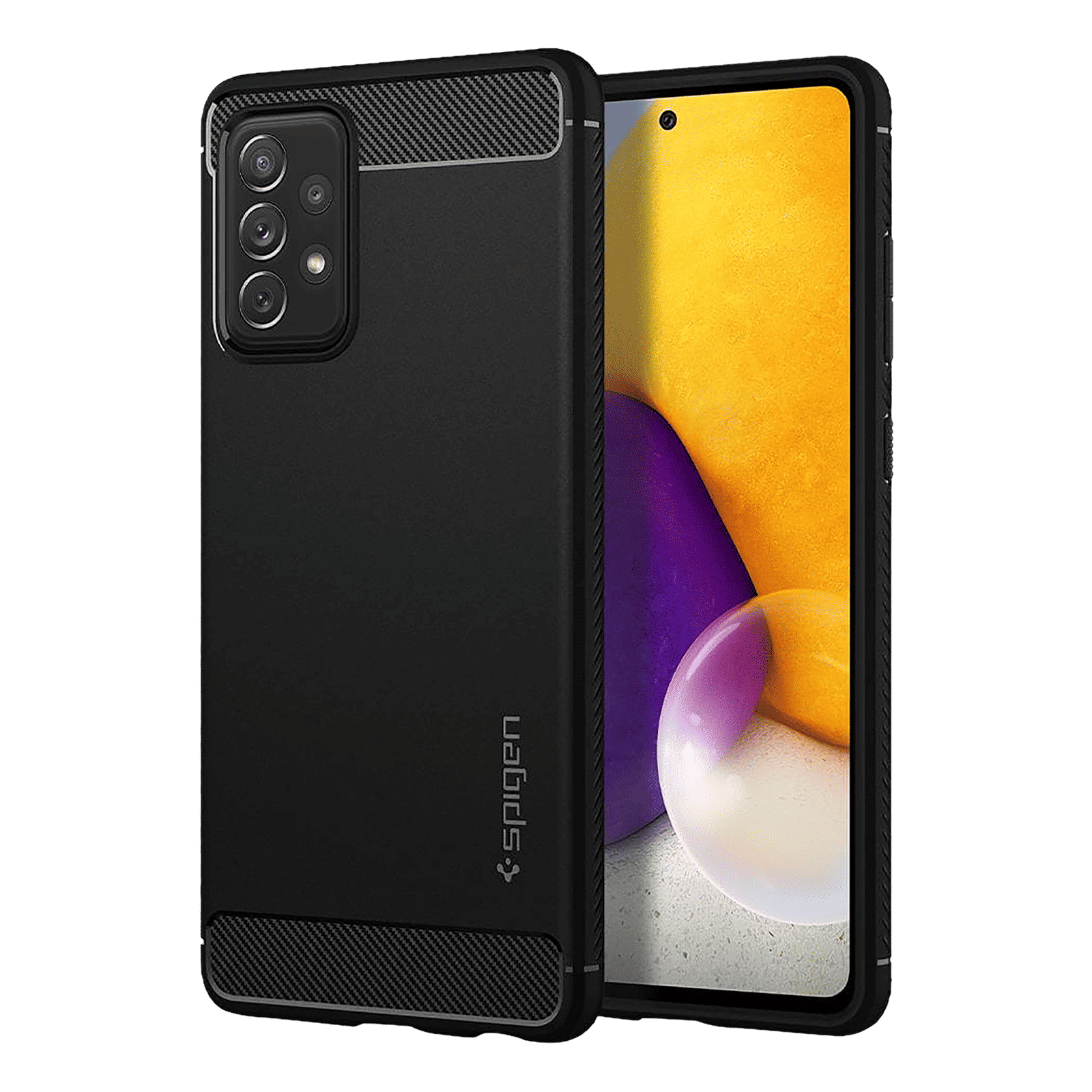 spigen Rugged Armor TPU Back Cover for SAMSUNG Galaxy A72 (Wireless Charging Compatible, Matte Black)_1