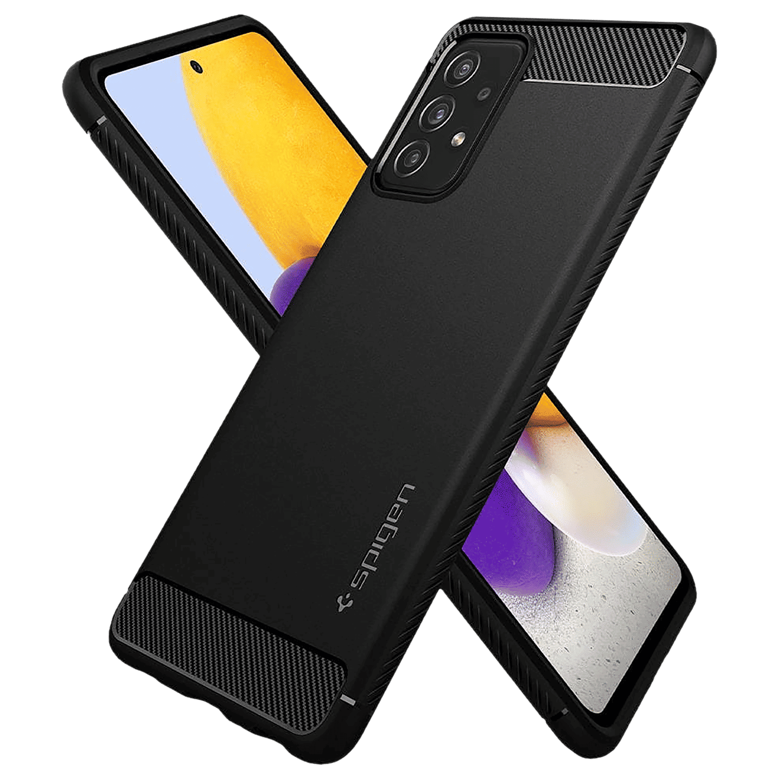 spigen Rugged Armor TPU Back Cover for SAMSUNG Galaxy A72 (Wireless Charging Compatible, Matte Black)_10