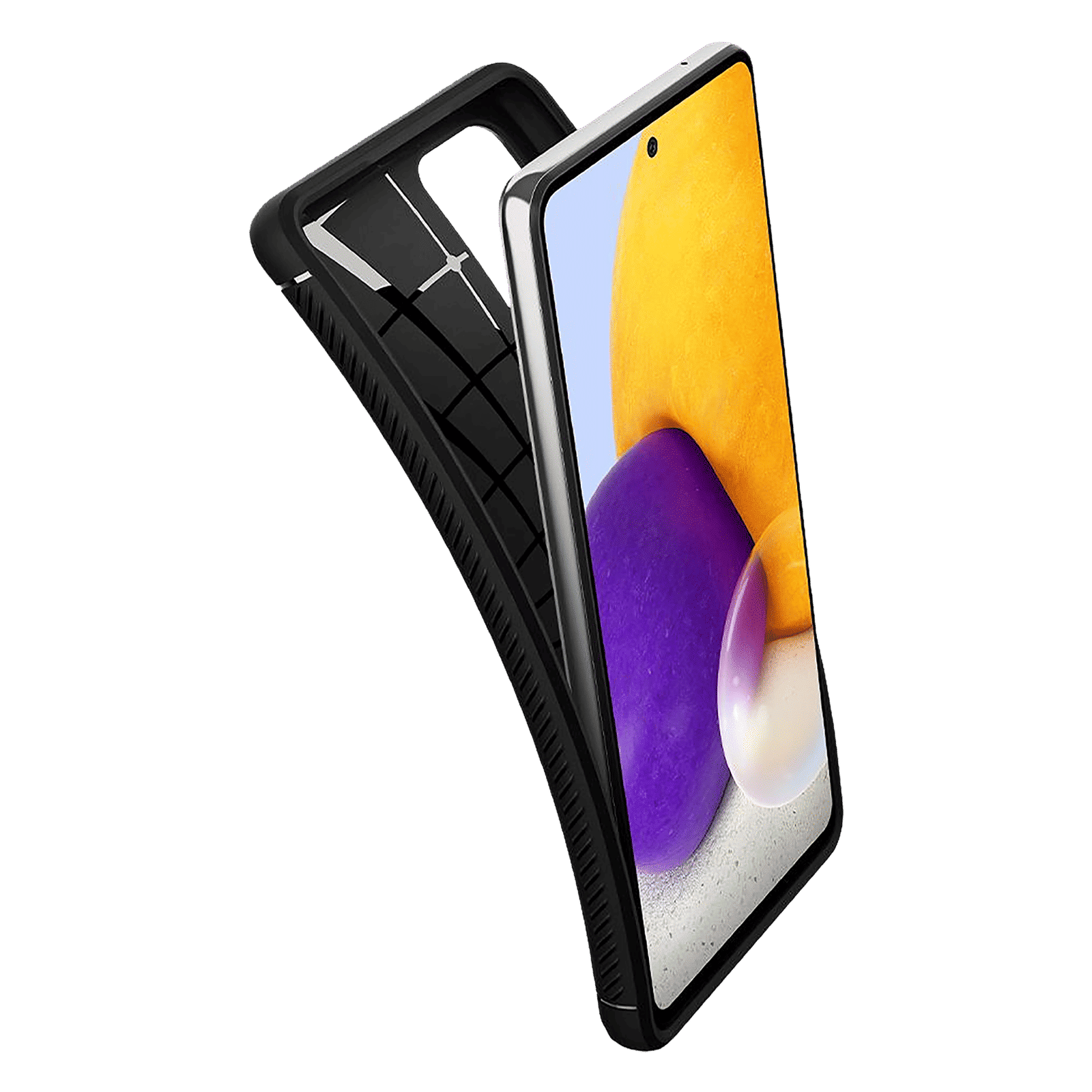 spigen Rugged Armor TPU Back Cover for SAMSUNG Galaxy A72 (Wireless Charging Compatible, Matte Black)_9