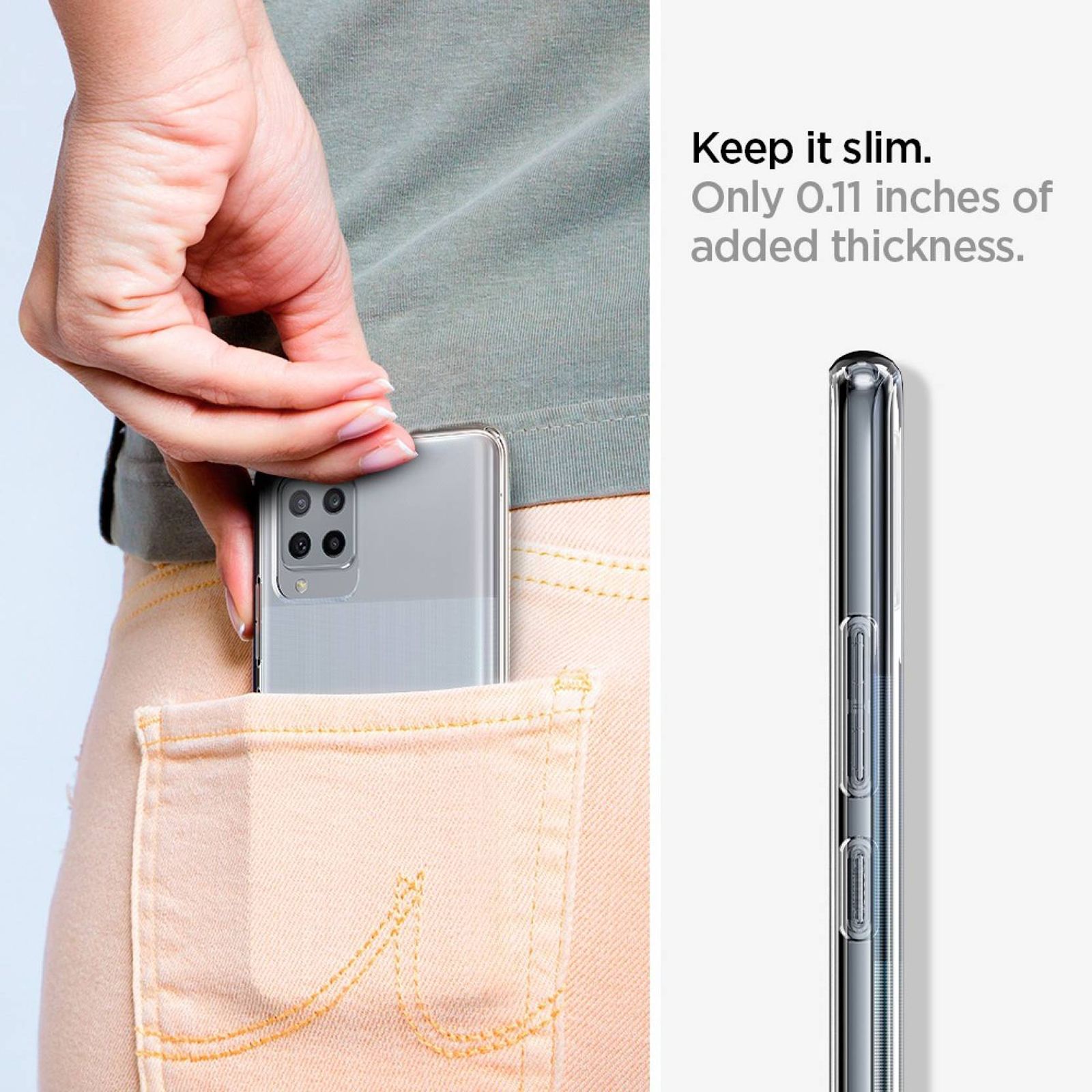 spigen Liquid Crystal Glitter TPU Back Cover for SAMSUNG Galaxy M42 5G, A42 5G (Air Cushion Technology, Crystal Clear)_9