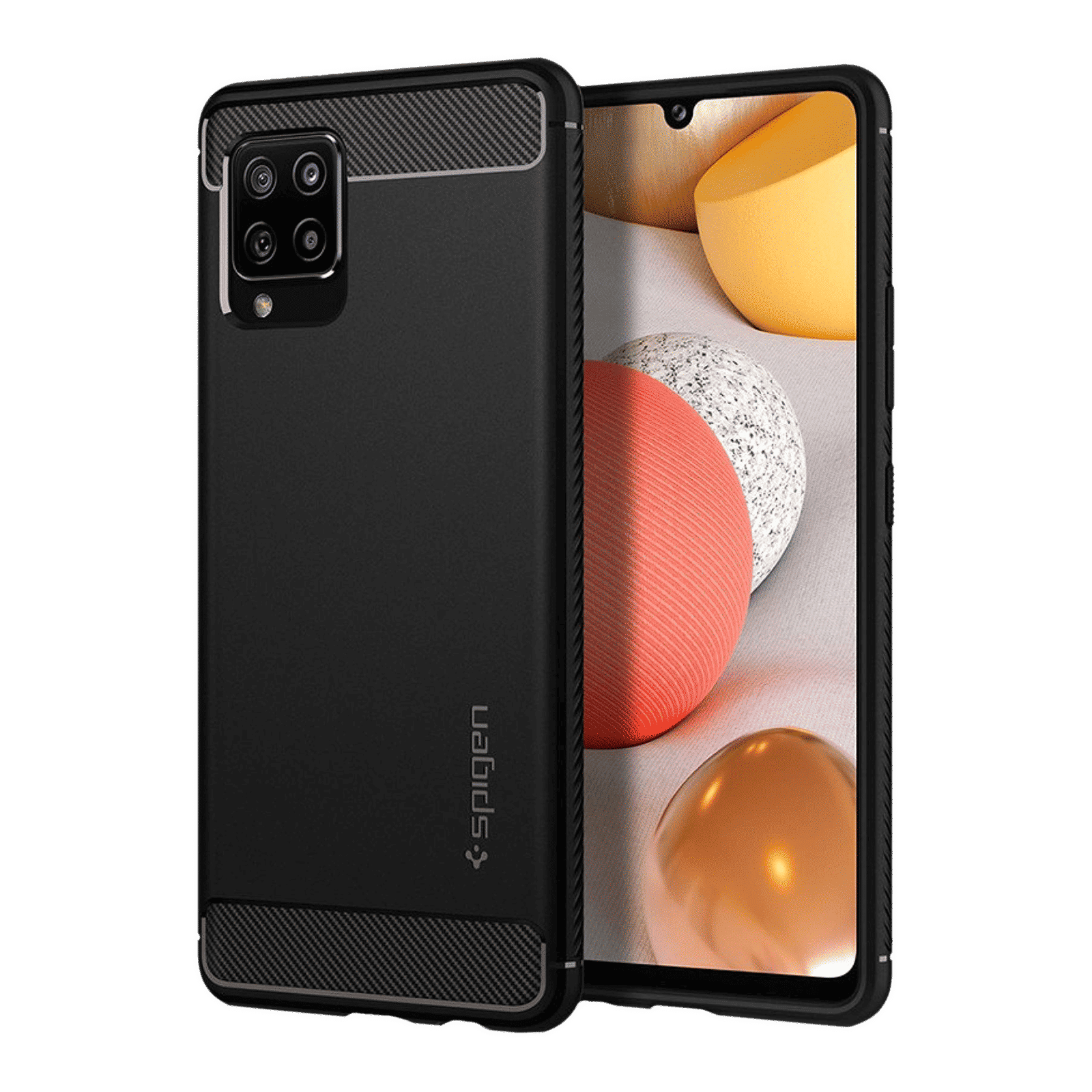 spigen Rugged Armor TPU Back Cover for SAMSUNG Galaxy M42 5G, A42 5G (Air Cushion Technology, Matte Black)_1