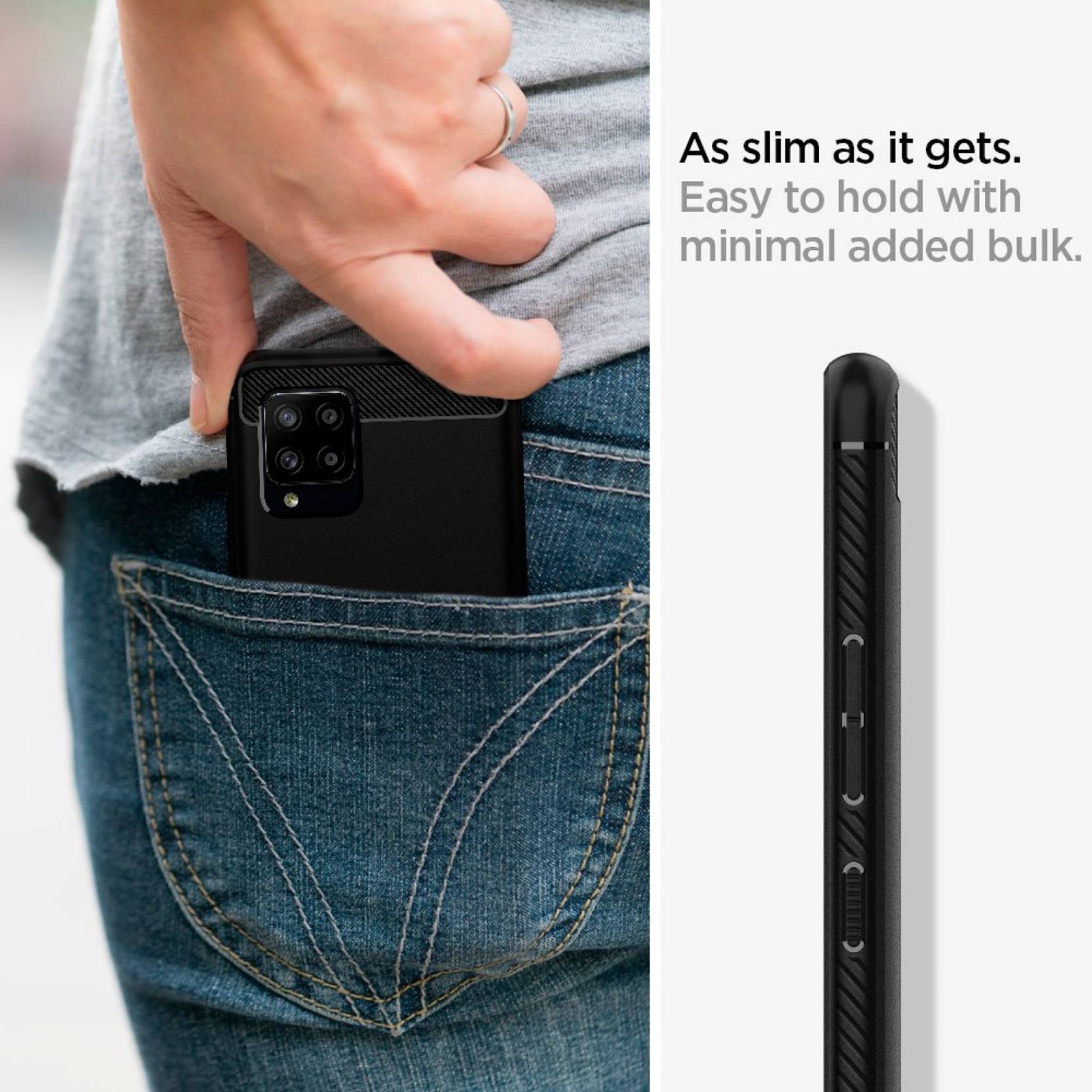 spigen Rugged Armor TPU Back Cover for SAMSUNG Galaxy M42 5G, A42 5G (Air Cushion Technology, Matte Black)_11