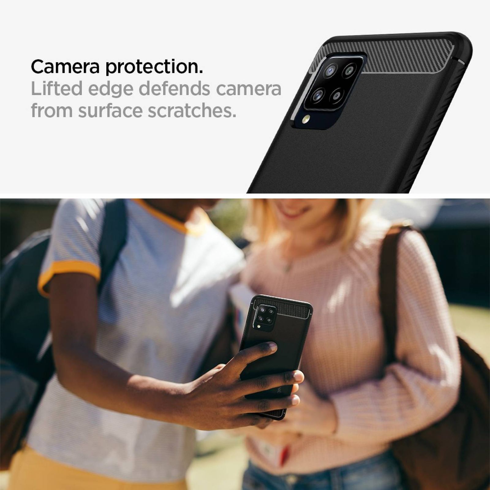 spigen Rugged Armor TPU Back Cover for SAMSUNG Galaxy M42 5G, A42 5G (Air Cushion Technology, Matte Black)_5