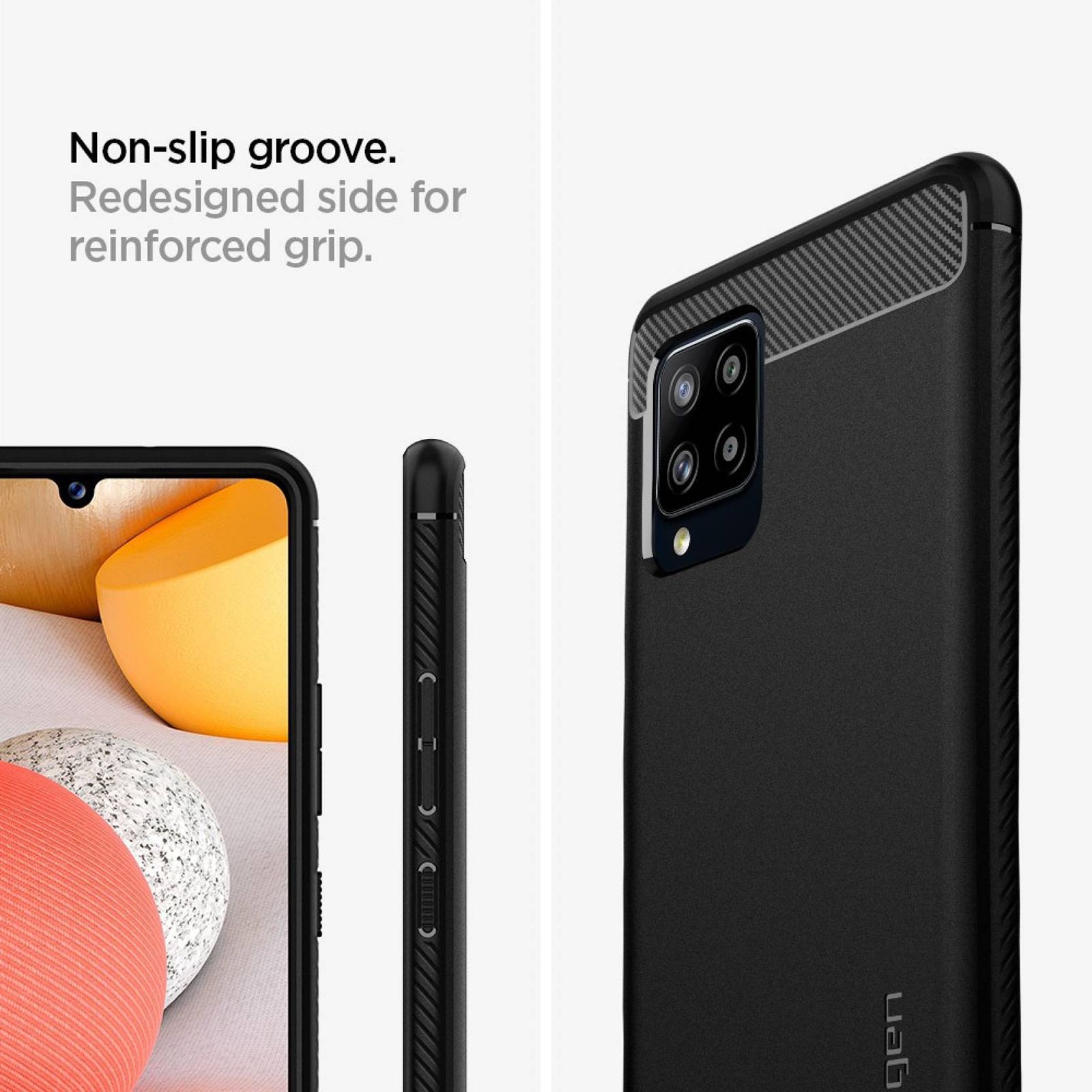 spigen Rugged Armor TPU Back Cover for SAMSUNG Galaxy M42 5G, A42 5G (Air Cushion Technology, Matte Black)_6