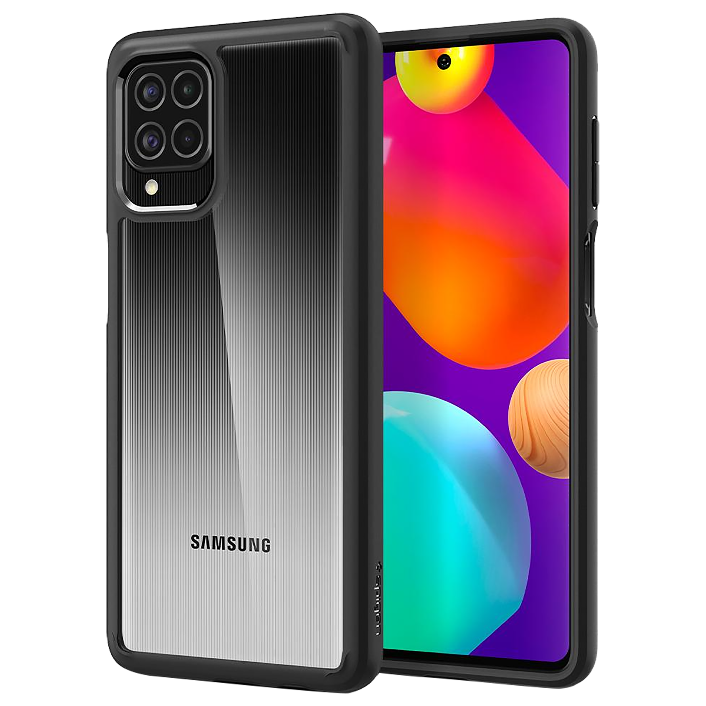 spigen Ultra Hybrid TPU & Polycarbonate Back Cover for SAMSUNG Galaxy M62, F62 (Air Cushion Technology, Matte Black)_1