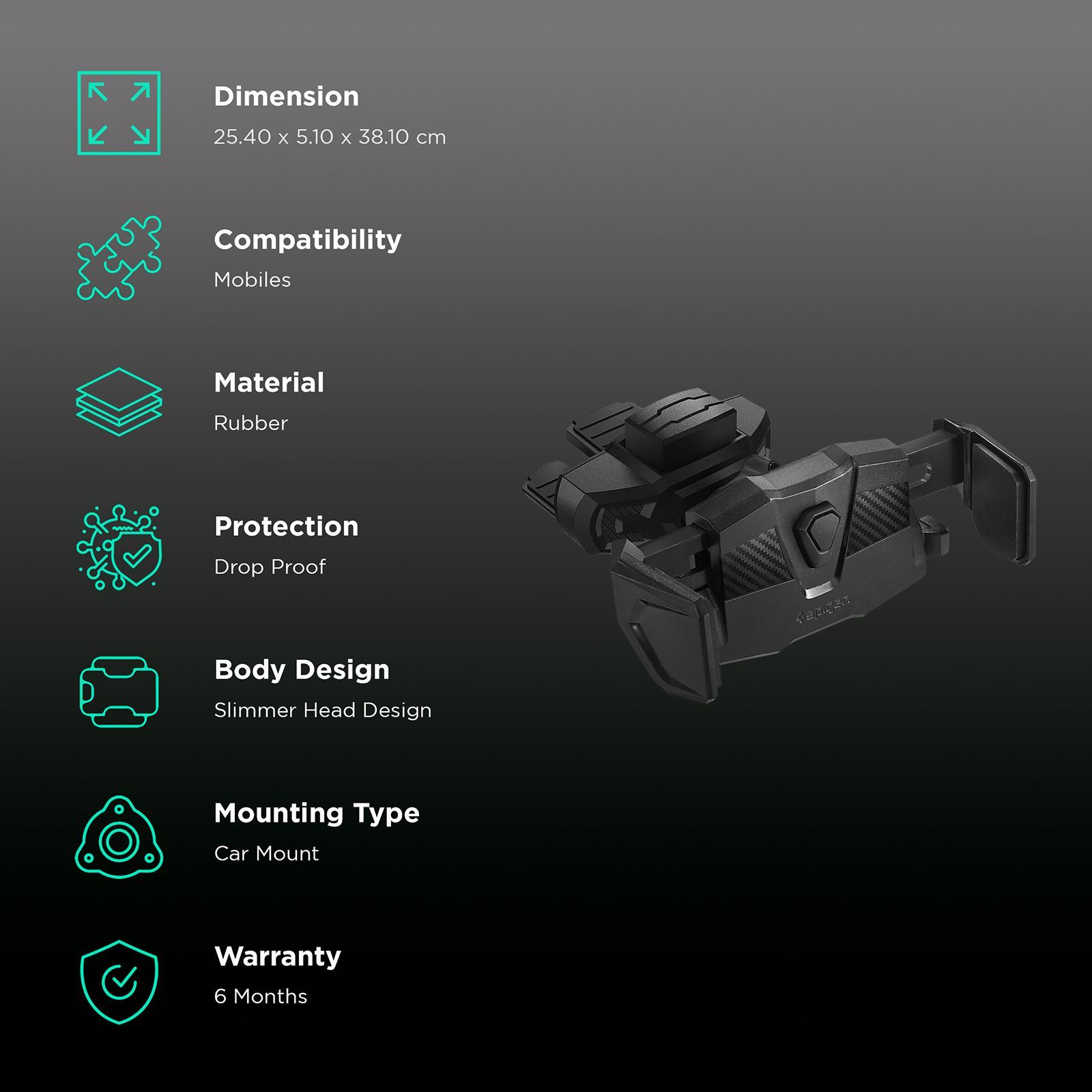 spigen Dashboard Mobile Holder (Drop Proof, 000CG21945, Black)_2