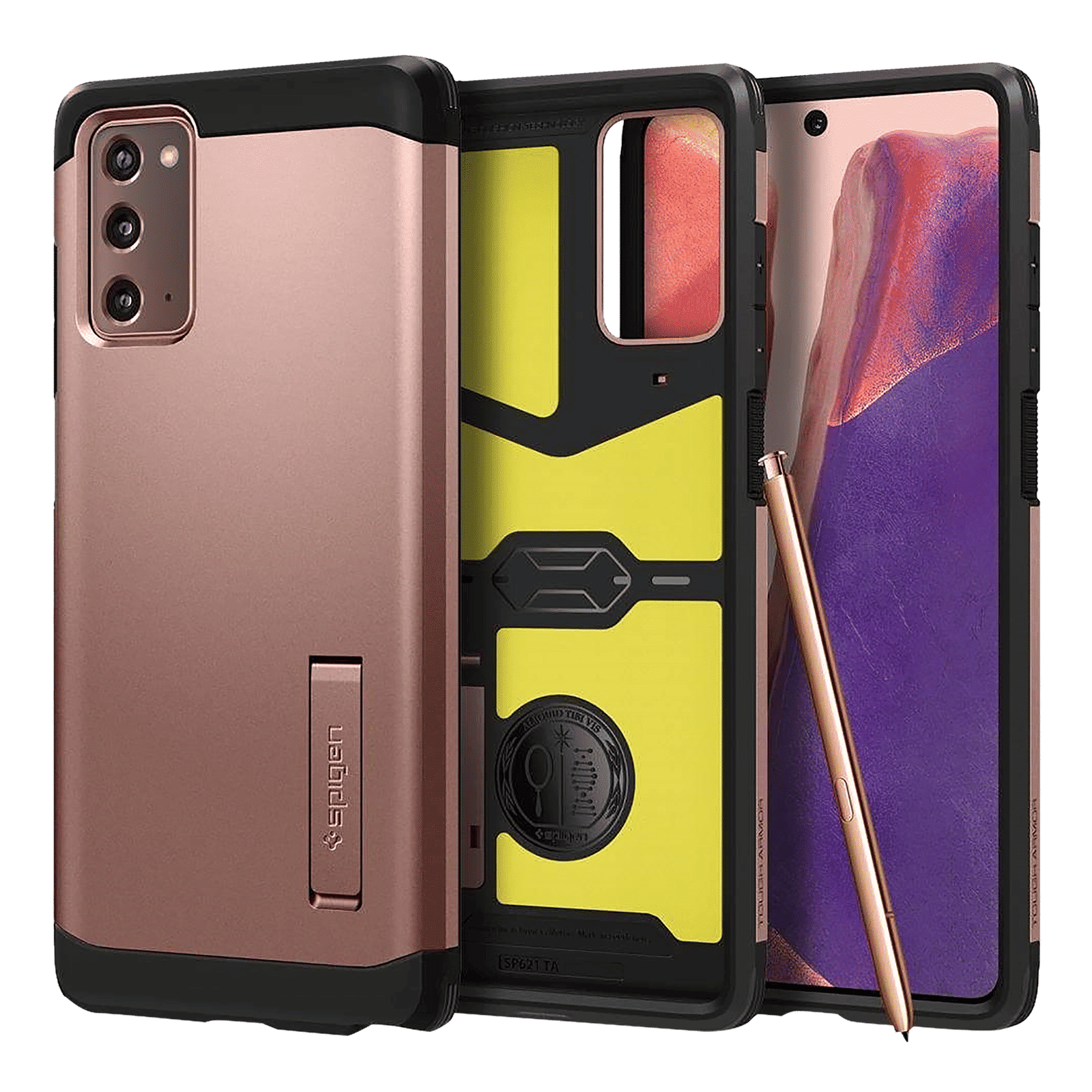 spigen Tough Armor TPU & Polycarbonate Back Case with Stand for SAMSUNG Galaxy Note 20 (Wireless Charging Compatible, Bronze)_1