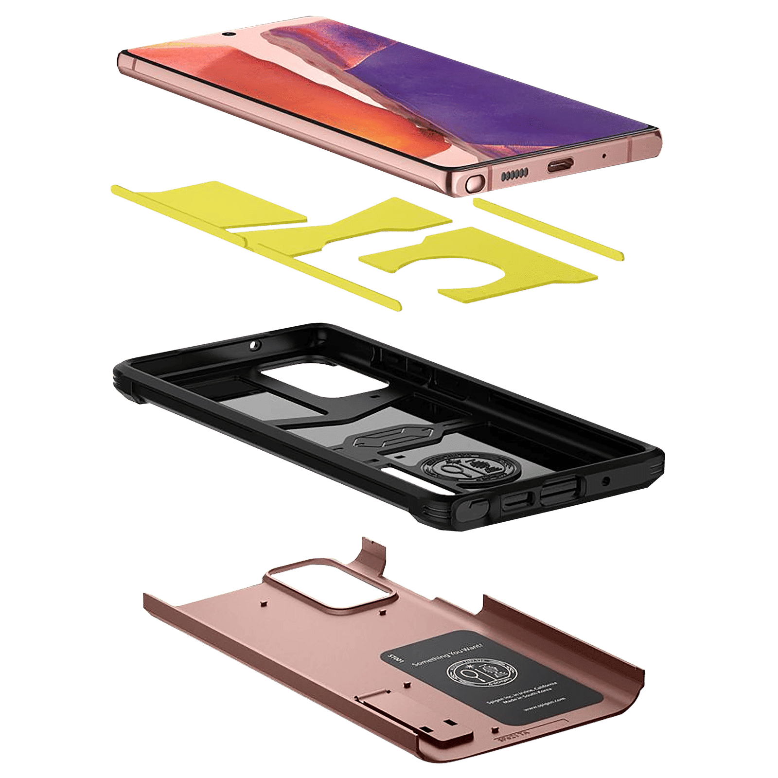 spigen Tough Armor TPU & Polycarbonate Back Case with Stand for SAMSUNG Galaxy Note 20 (Wireless Charging Compatible, Bronze)_10