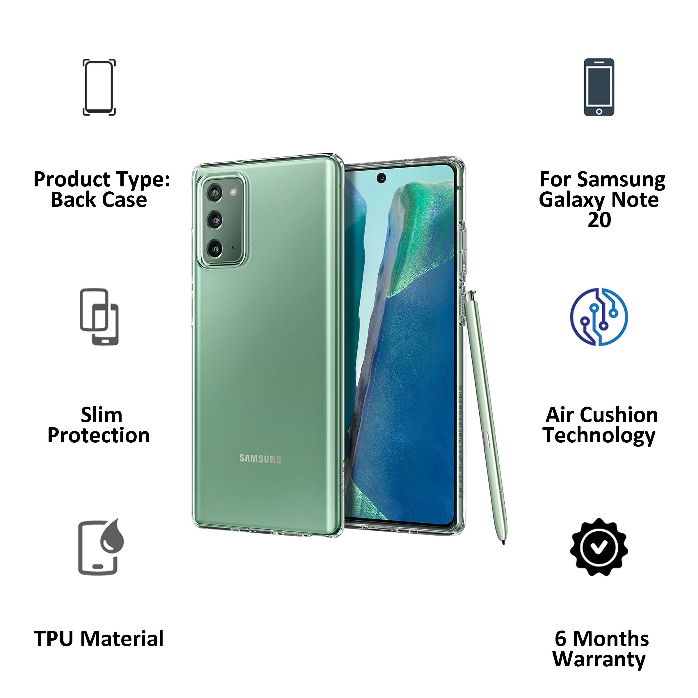 spigen Crystal Flex TPU Back Cover for SAMSUNG Galaxy Note 20 (Supports Wireless Charging, Clear)_15