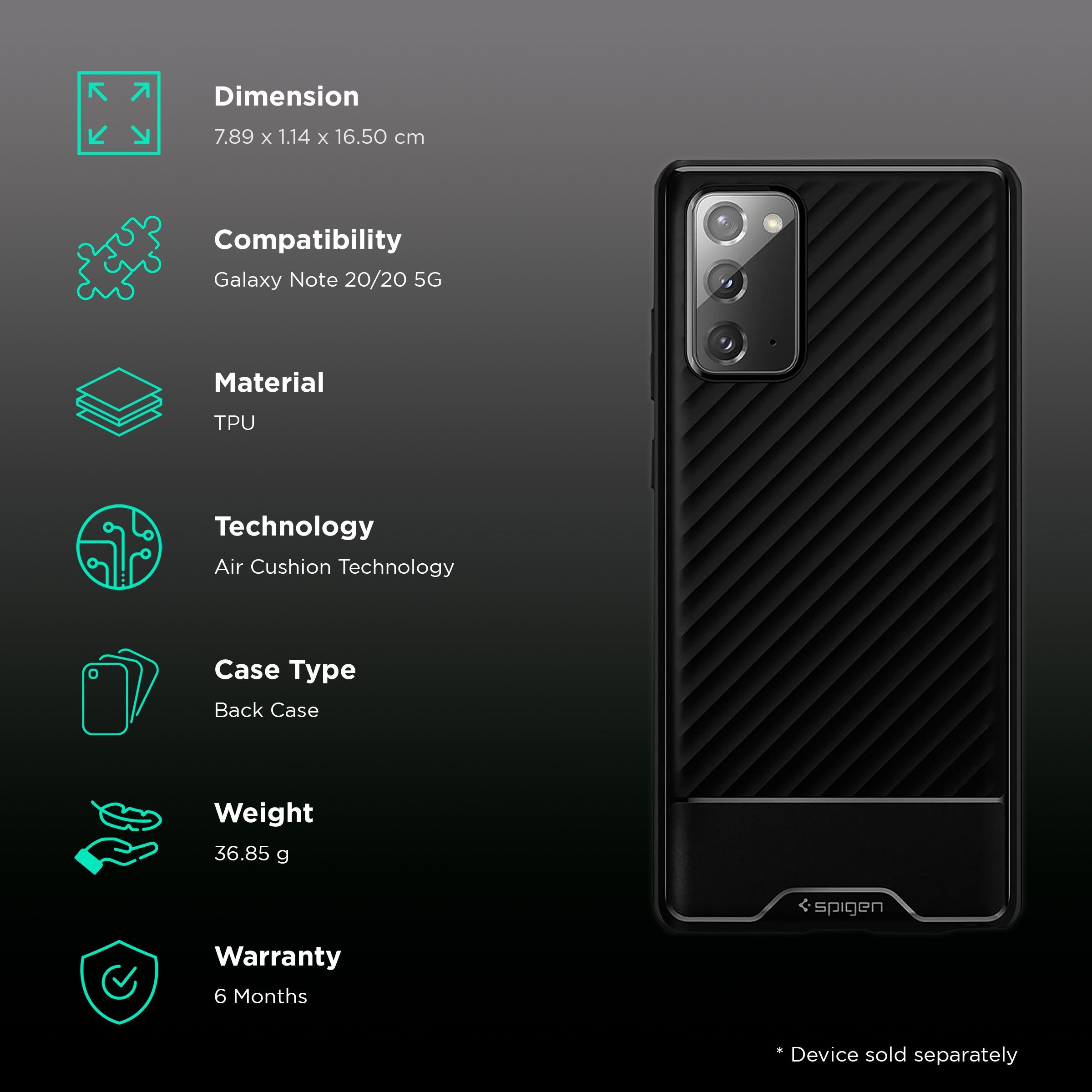 spigen Core Armor TPU Back Cover for SAMSUNG Galaxy Note 20, Note 20 5G (Wireless Charging Compatible, Black)_2