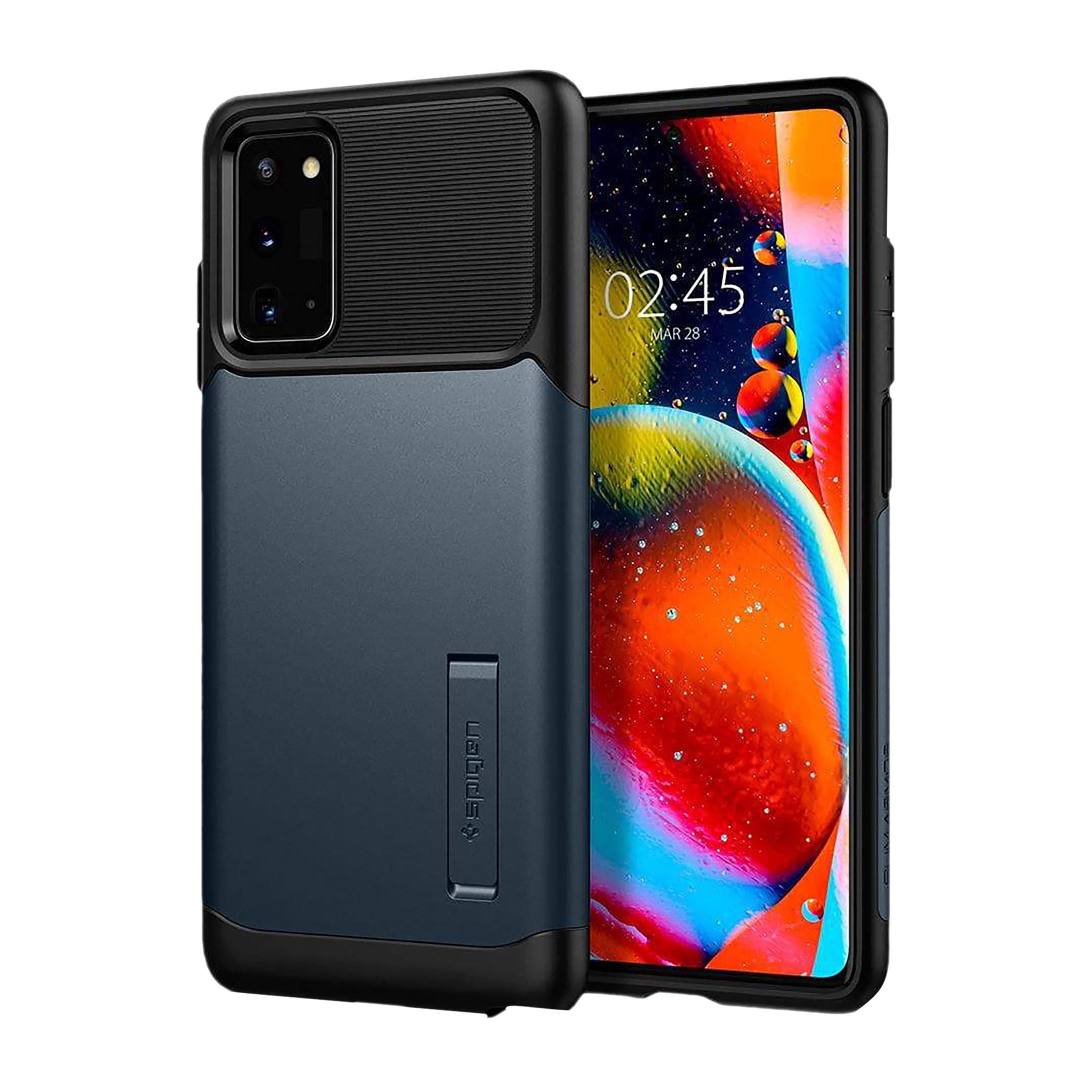 spigen Slim Armor TPU & Polycarbonate Back Case with Stand for SAMSUNG Galaxy Note 20 (Wireless Charging Compatible, Metal)_1