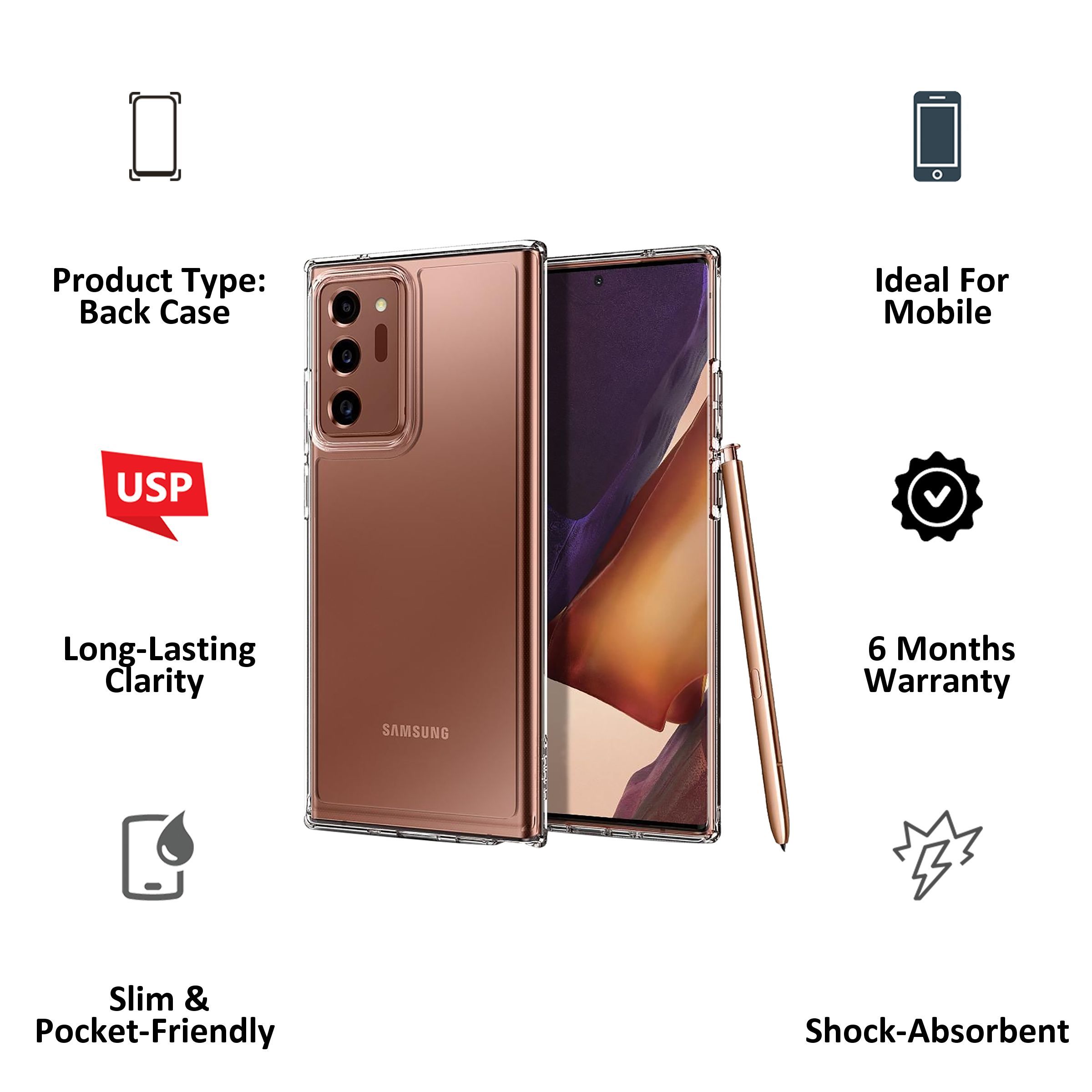 spigen Back Cover for SAMSUNG Galaxy Note 20 Ultra (Wireless Charging Compatible, Crystal)_8