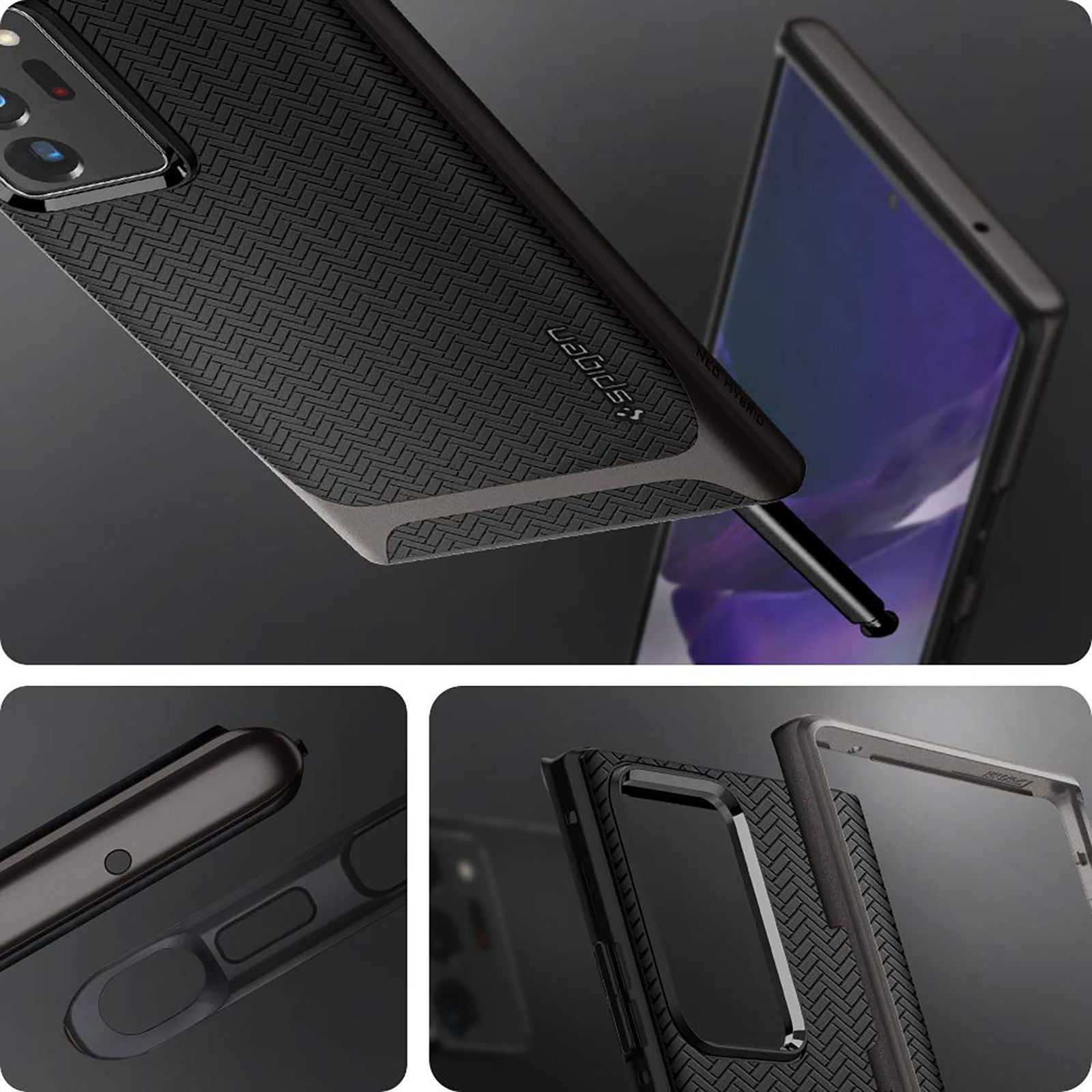 spigen Neo Hybrid TPU & Polycarbonate Back Cover for SAMSUNG Galaxy Note 20 Ultra (Air Cushion Technology, Gunmetal)_9