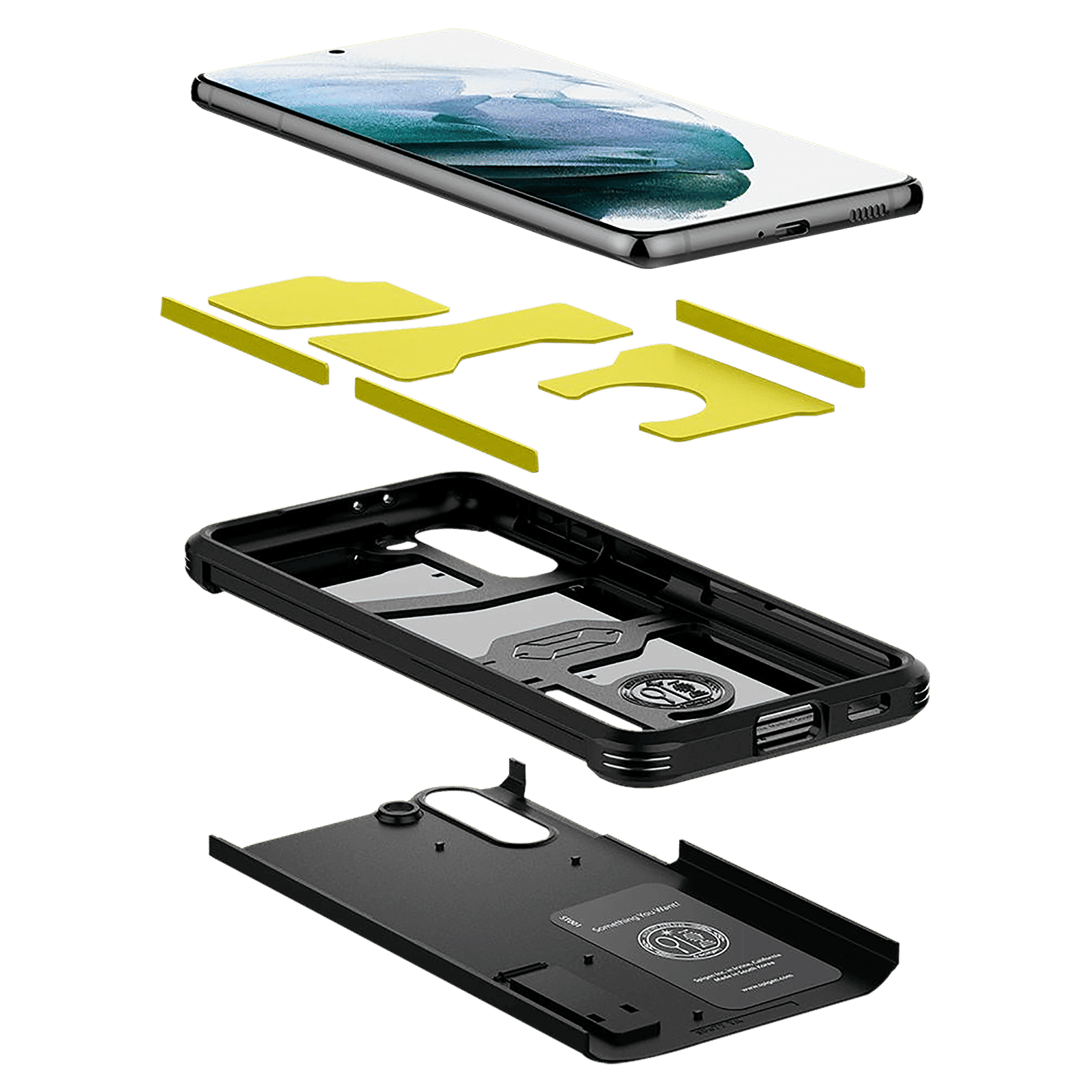 spigen Tough Armor TPU & Polycarbonate Back Case with Stand for SAMSUNG Galaxy S21 (Wireless Charging Compatible, Gunmetal)_10