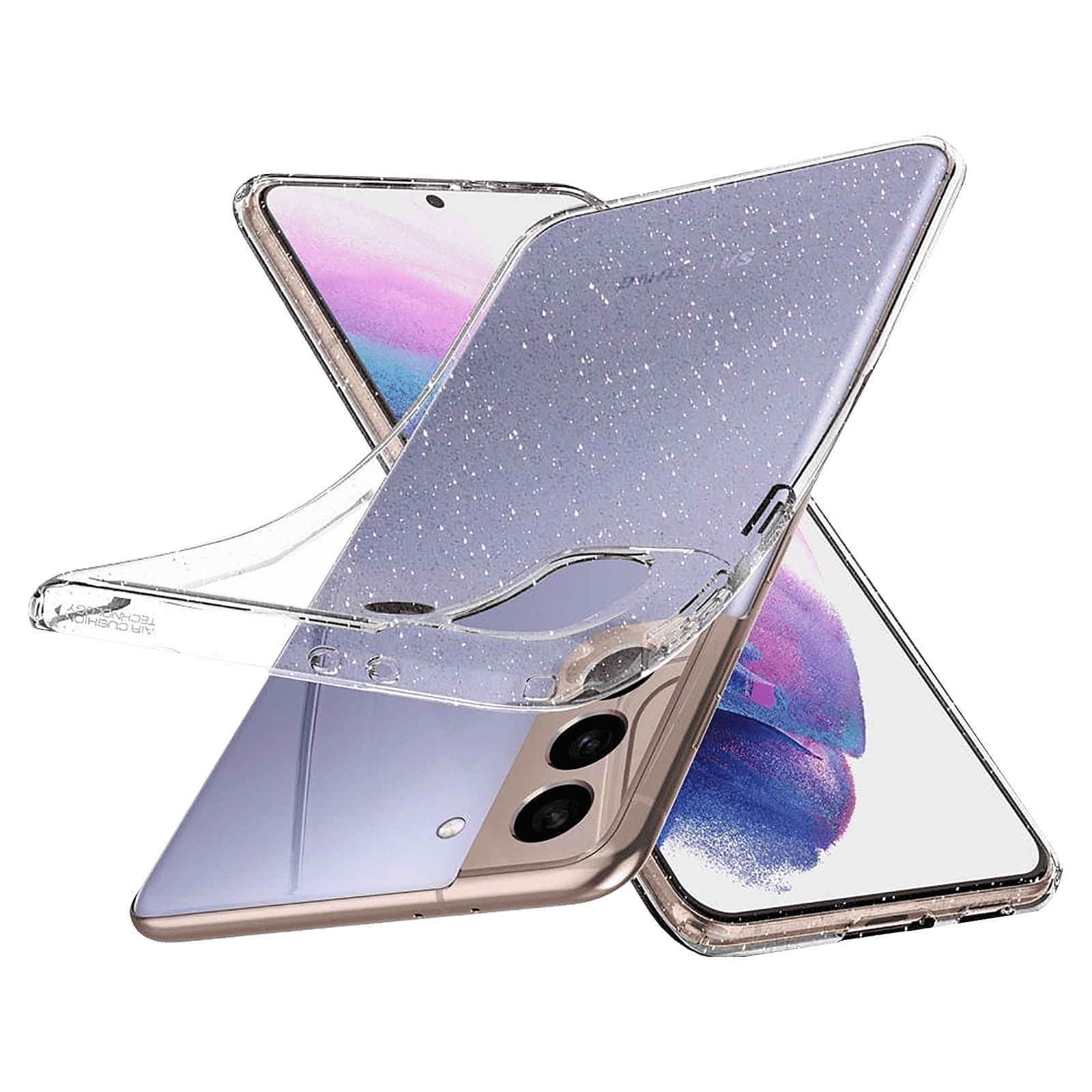 spigen Liquid Crystal Glitter TPU Back Cover for SAMSUNG Galaxy S21 (Wireless Charging Compatible, Crystal Quartz)_6