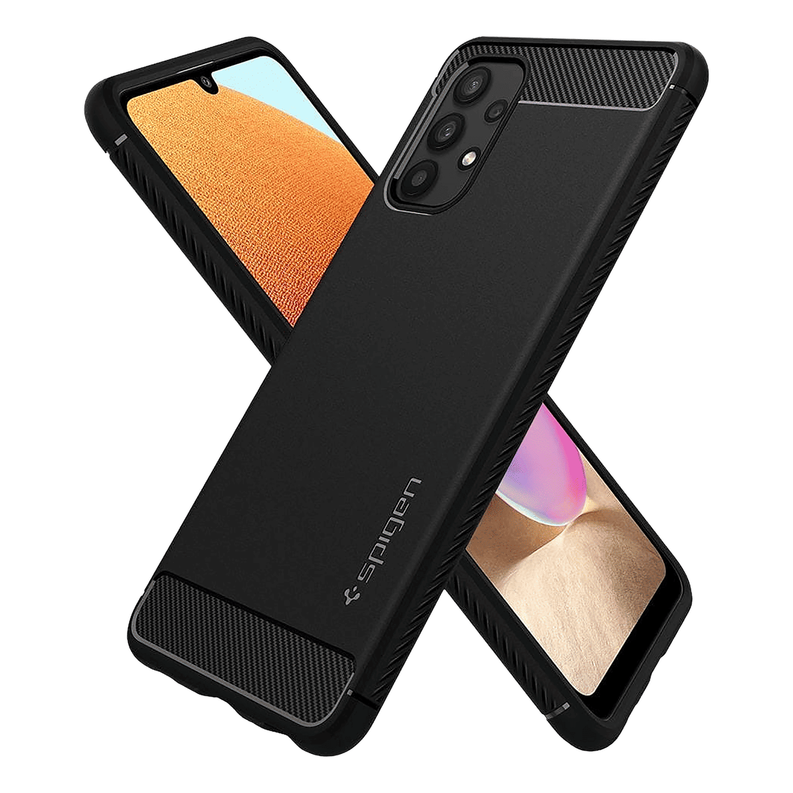 spigen Rugged Armor TPU Back Case For Galaxy A32 LTE (Air Cushion Technology, ACS02741, Matte Black)_7