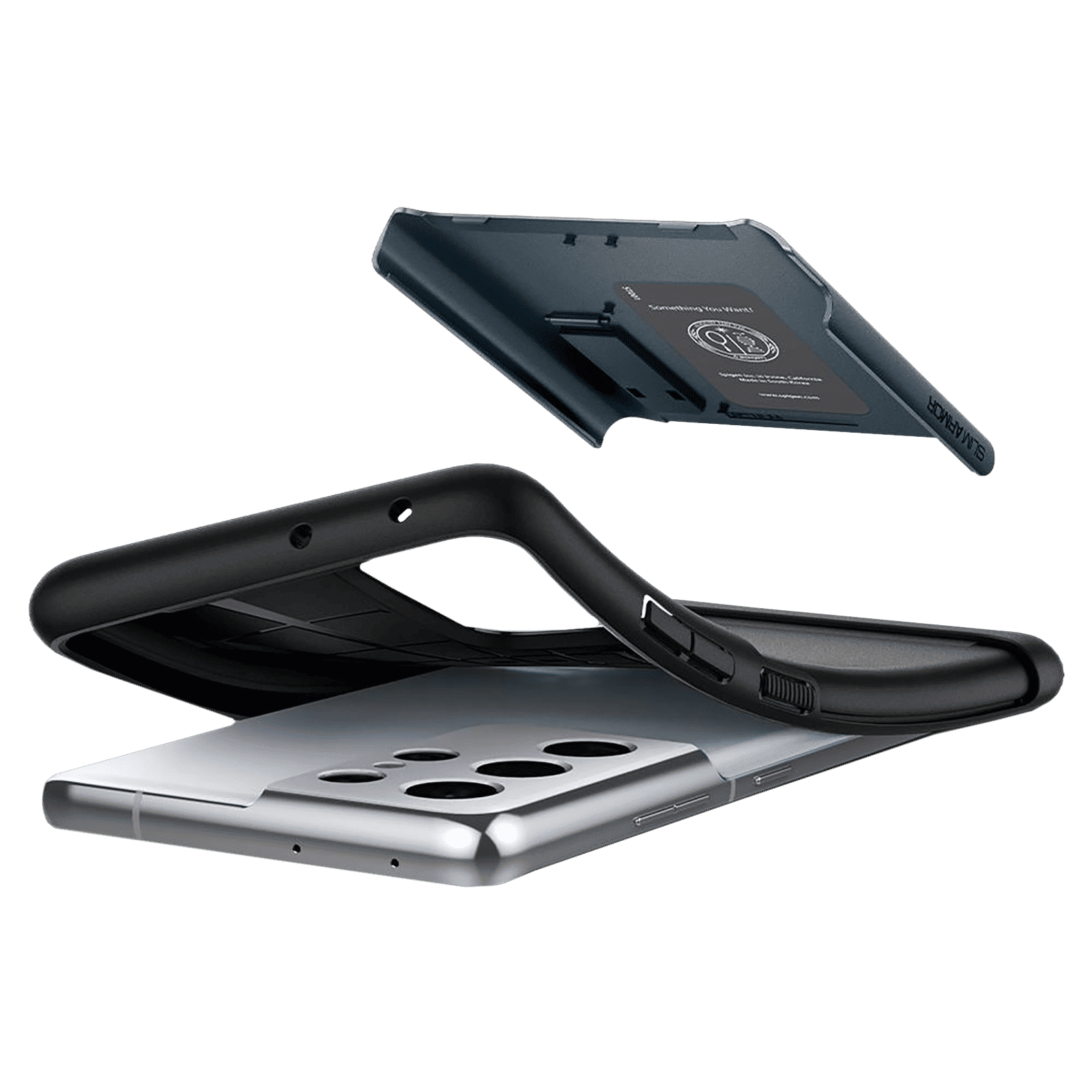 spigen Slim Armor TPU & Polycarbonate Back Cover for SAMSUNG Galaxy S21 Ultra (Wireless Charging Compatible, Metal Slate)_7